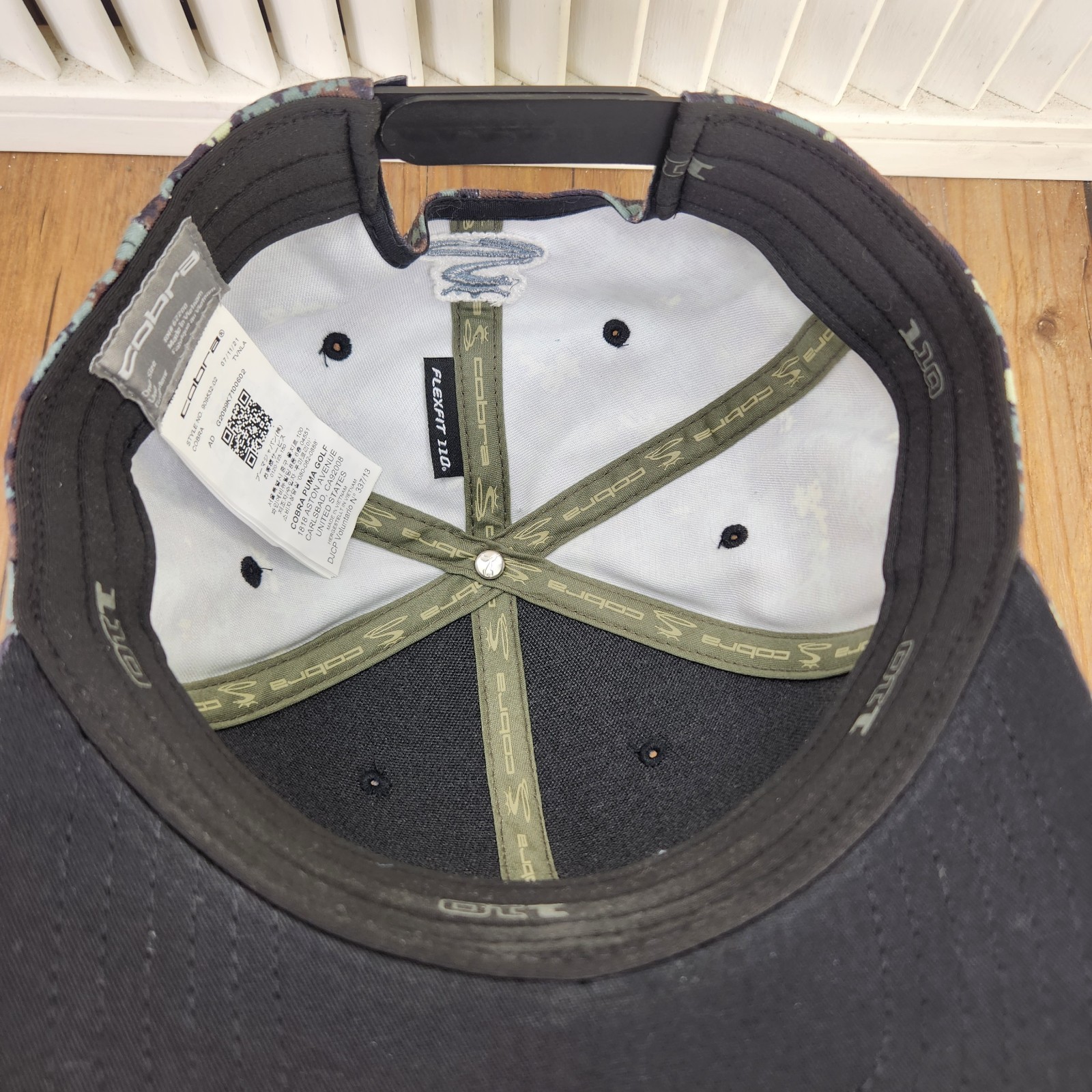 Cobra Puma Golf Digi Camo Flexfit 110 Snapback Hat Cap Black Brown Adjustable