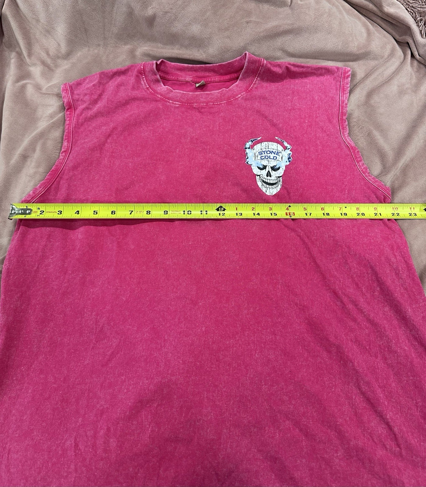 WWE Stone Cold Steve Austin Black Graphic Skull Tank Tshirt Size L Sleeveless