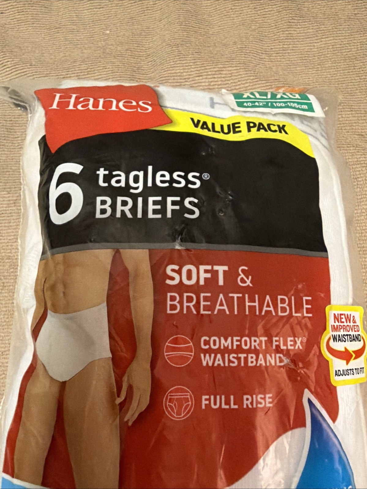 New Hanes Briefs 6-Pack Men’s White Tagless Underwear XL ComfortSoft Waistband