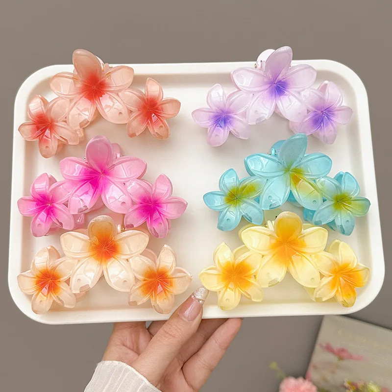 Acrylic Flower Hair Claw Clip Gradient Egg Summer Beach Women Girls Accessories