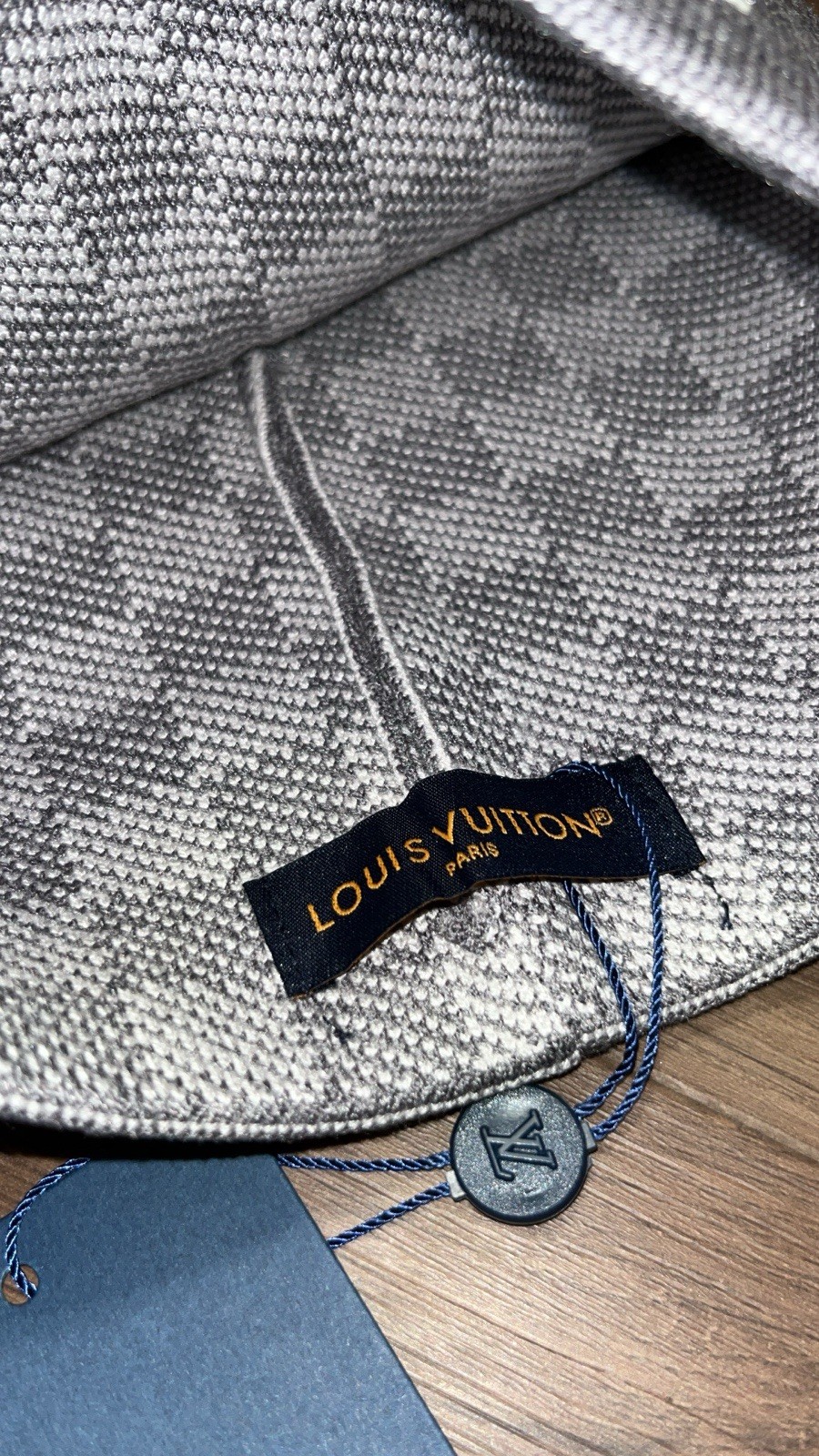 Louis Vuitton Men’s Gray Check Beanie Hat, Stretch, One Size