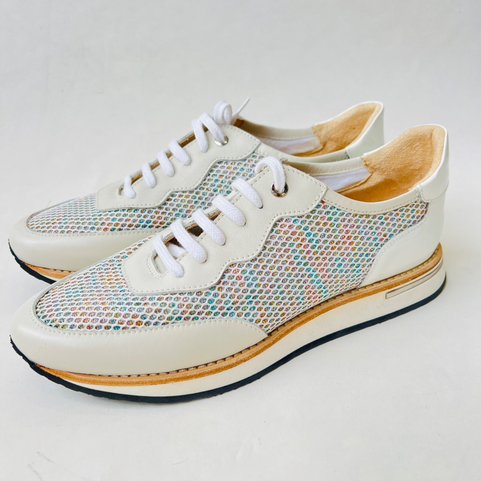 Aquatalia mesh and leather Nahla sneakers, White, Size 9