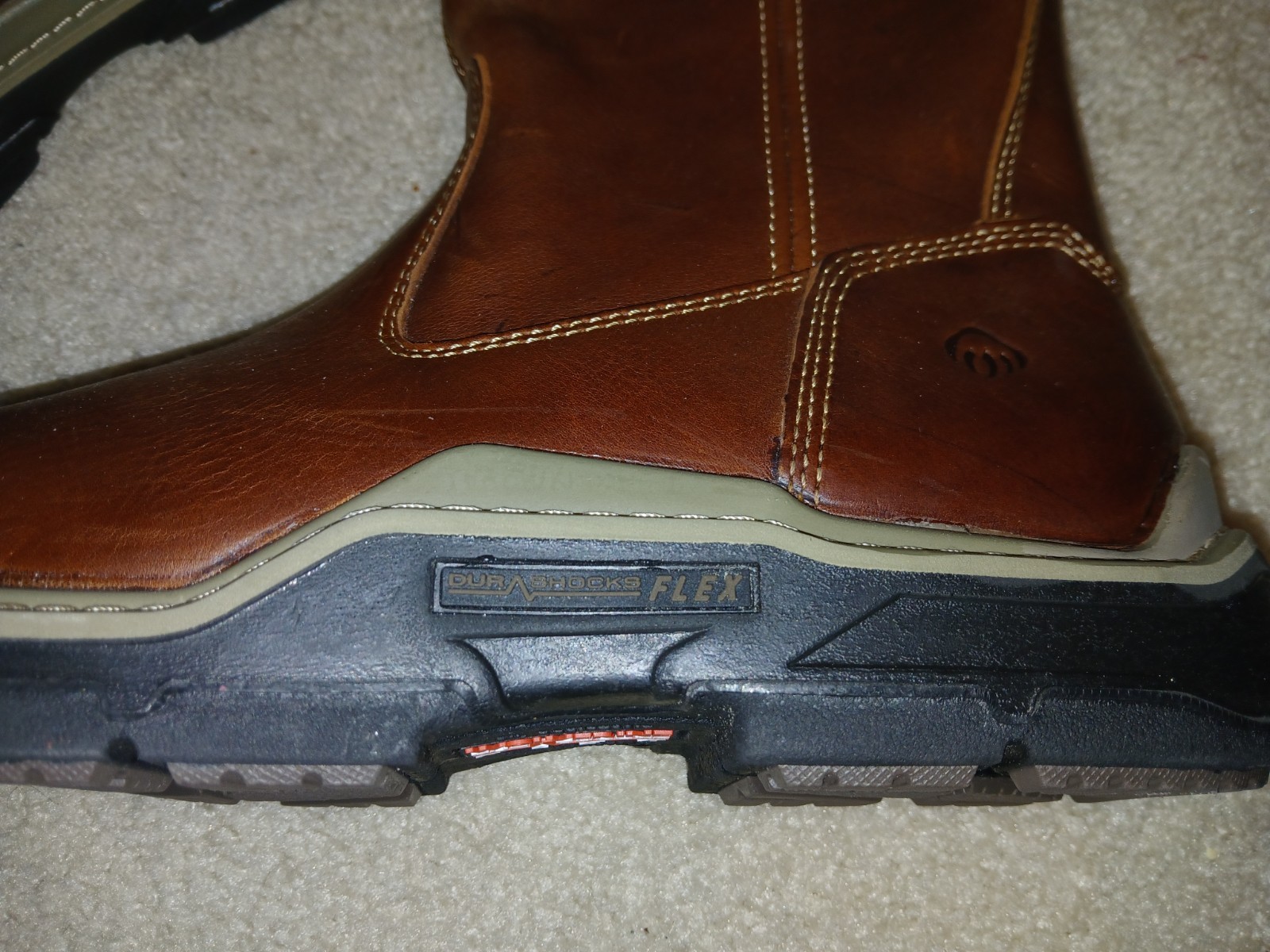Wolverine Wellington Men’s Brown Leather Work Boots Slip Resistant Size 12
