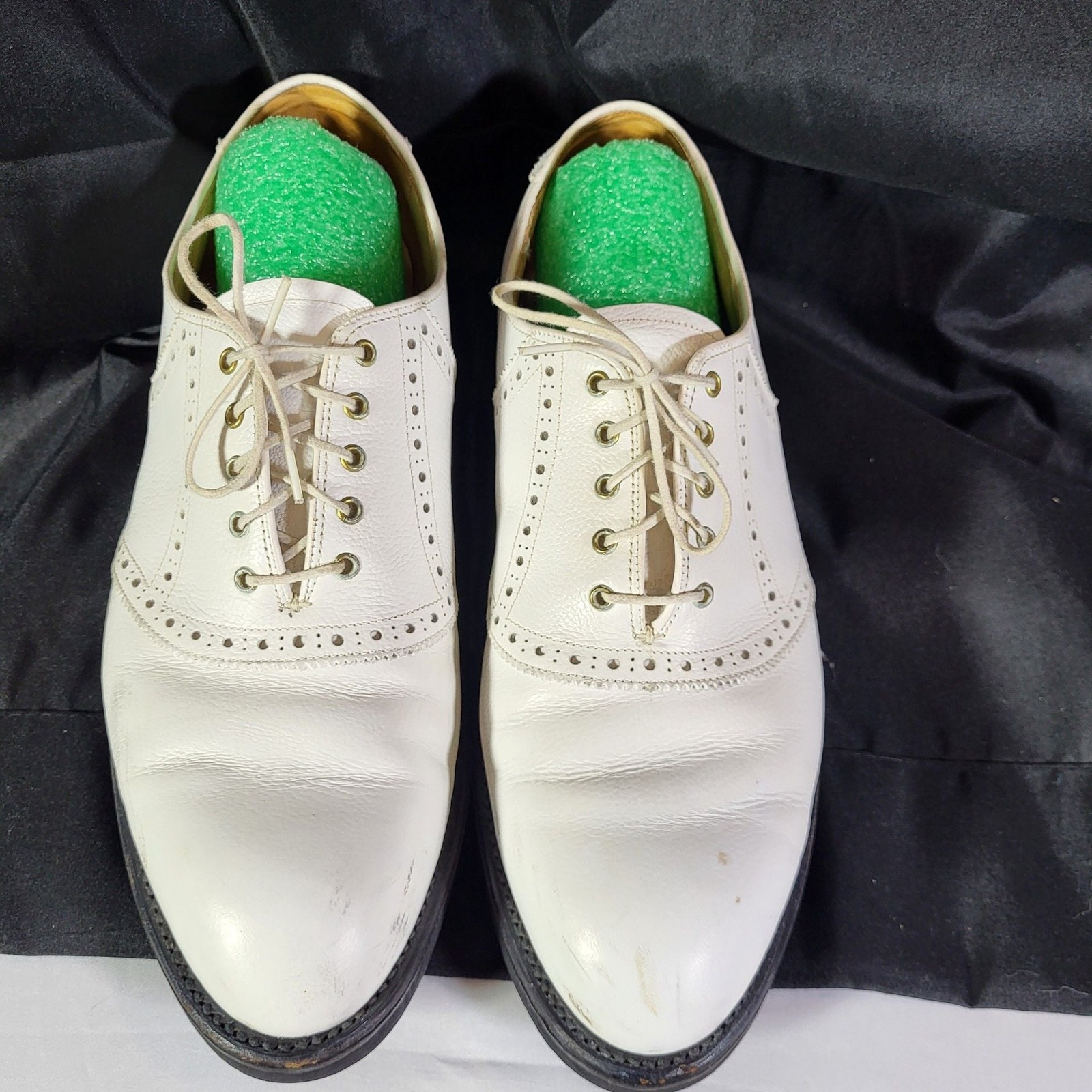 Bostonian White Leather Wingtip Oxford Shoes Size 11.5 D/B