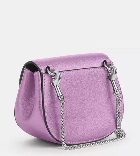 NWT Coach Morgan Card Case on a Chain In Metallic Lilac CP245