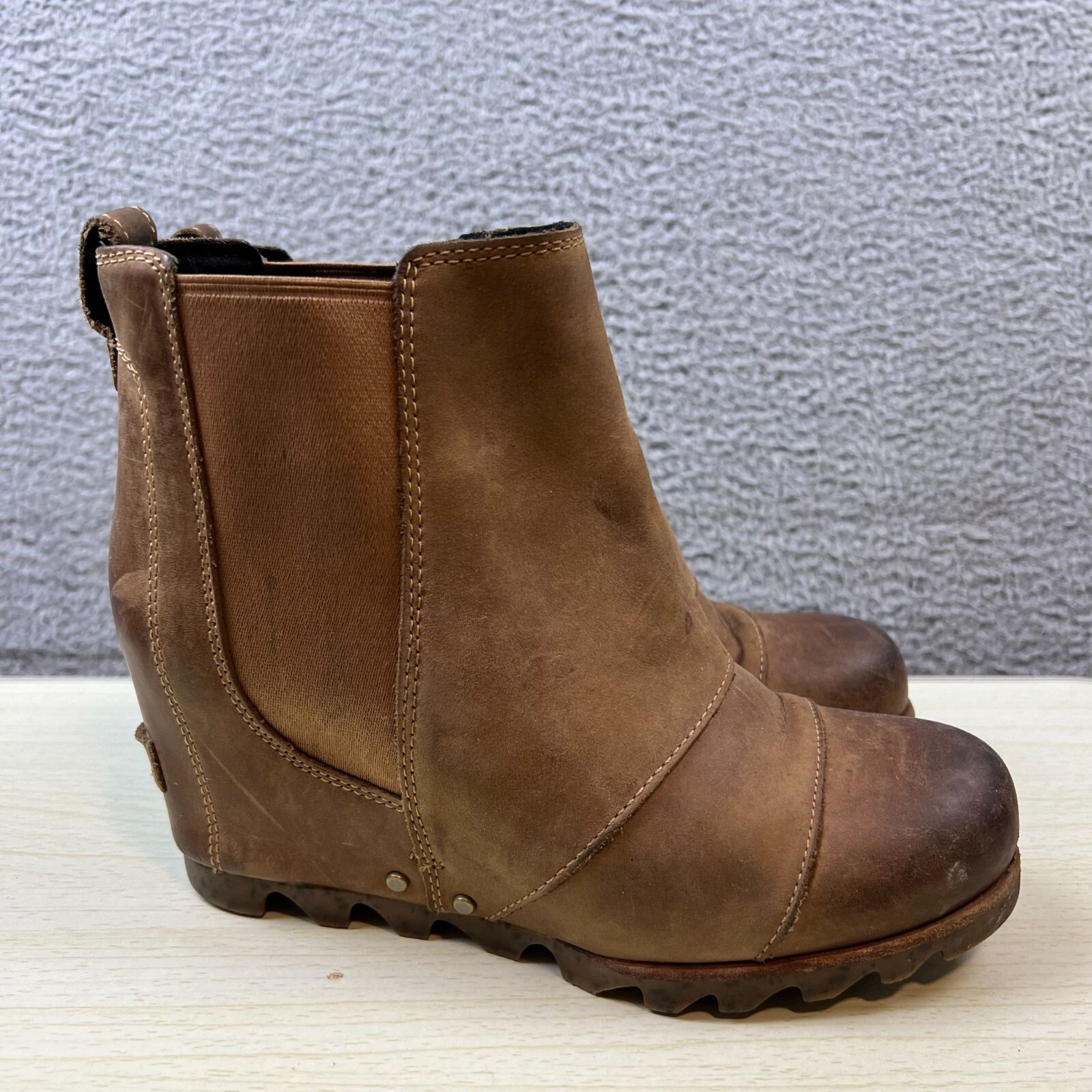 Sorel NL2334-286 Wedge II Elk Brown Leather Bootie Ankle Women’s US 7 Ladies