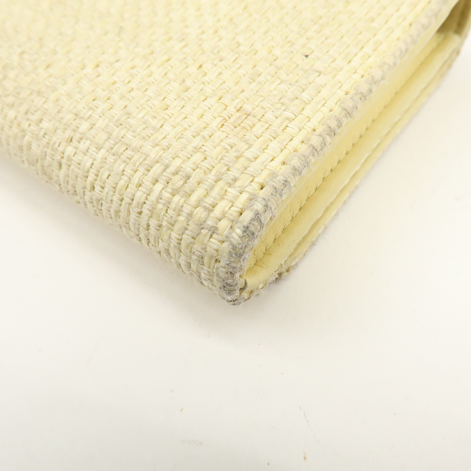 CHANEL Deauville COCO Mark Raffia Leather Long Wallet Yellow Authentic Used F/S