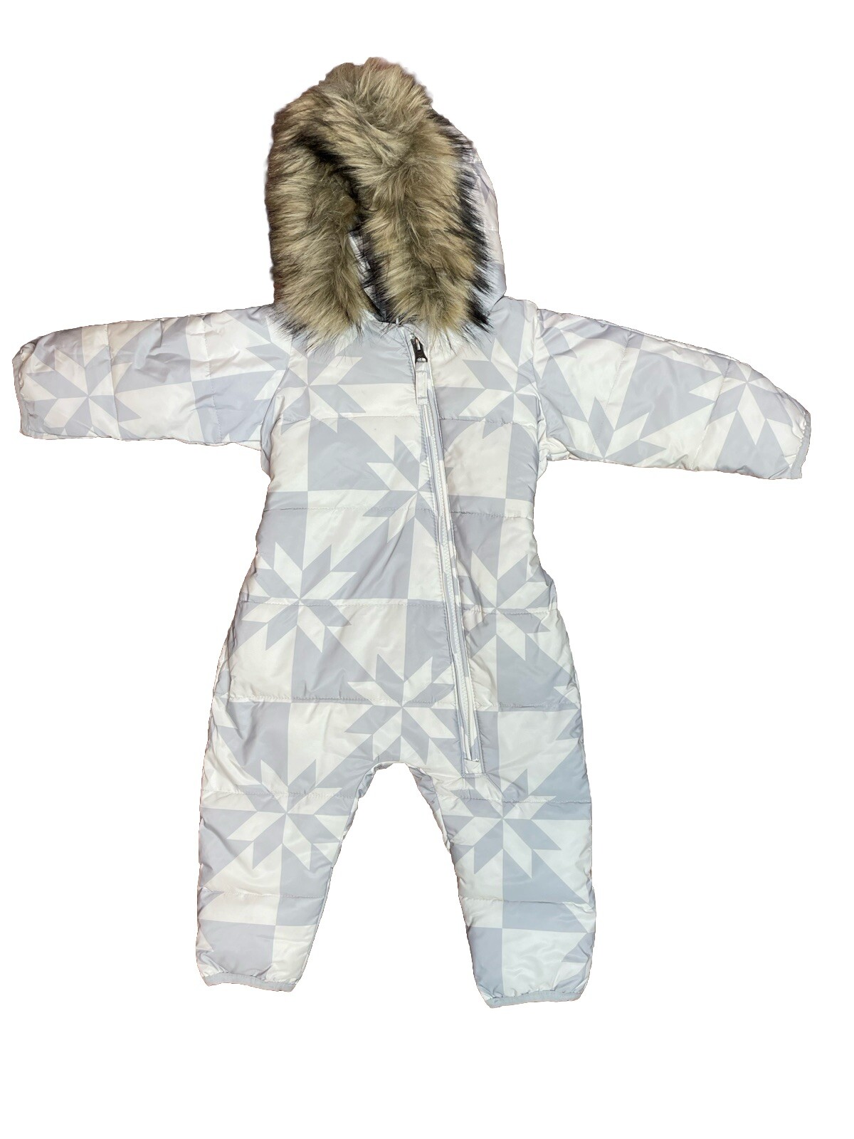 Lands End Gender Neutral Size 3-6 Month Baby Bunting Zipper Hood EUC