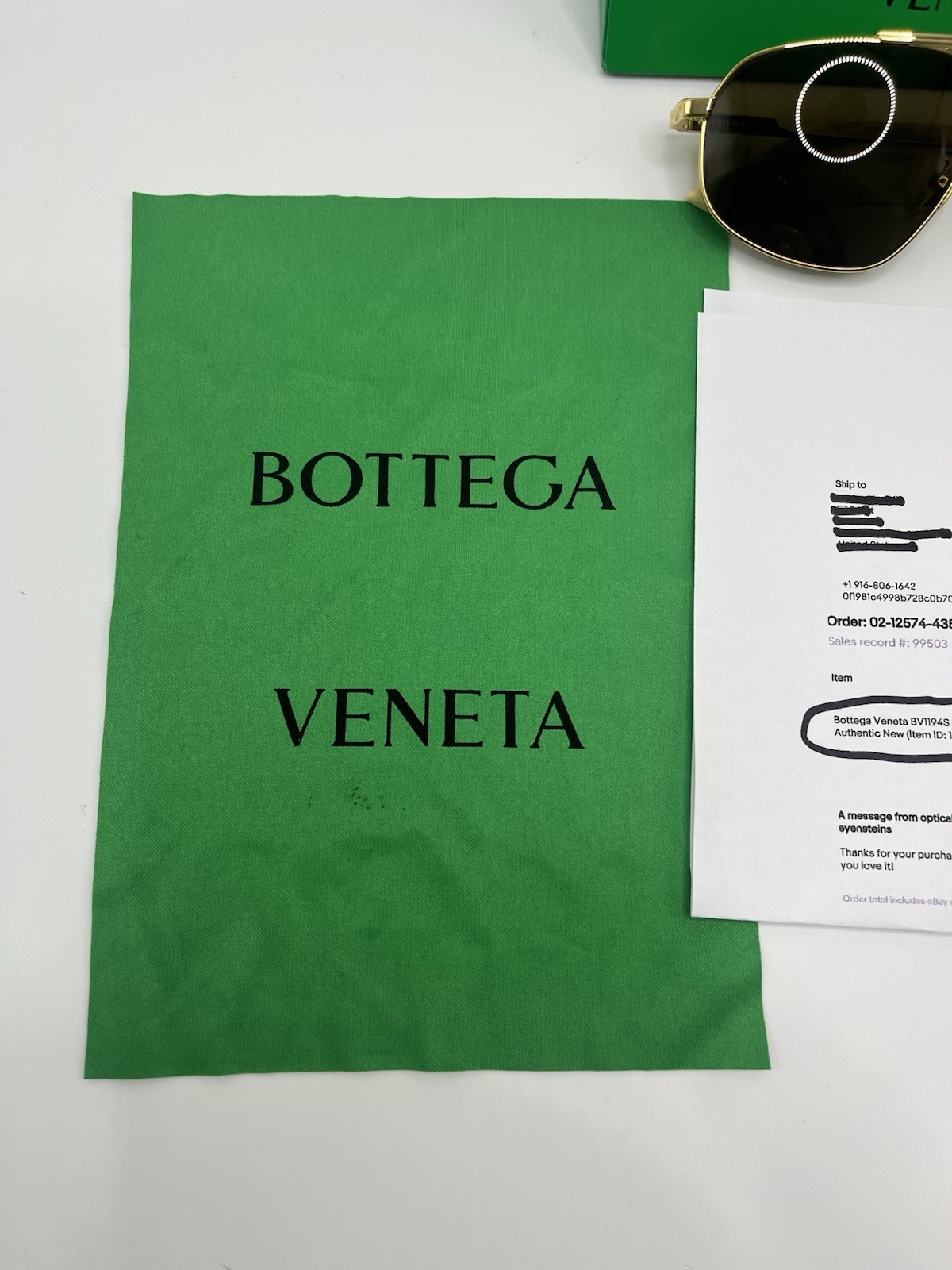 Bottega Veneta BV1194S 002 Gold Brown Aviator Sunglasses 61-12-144 New