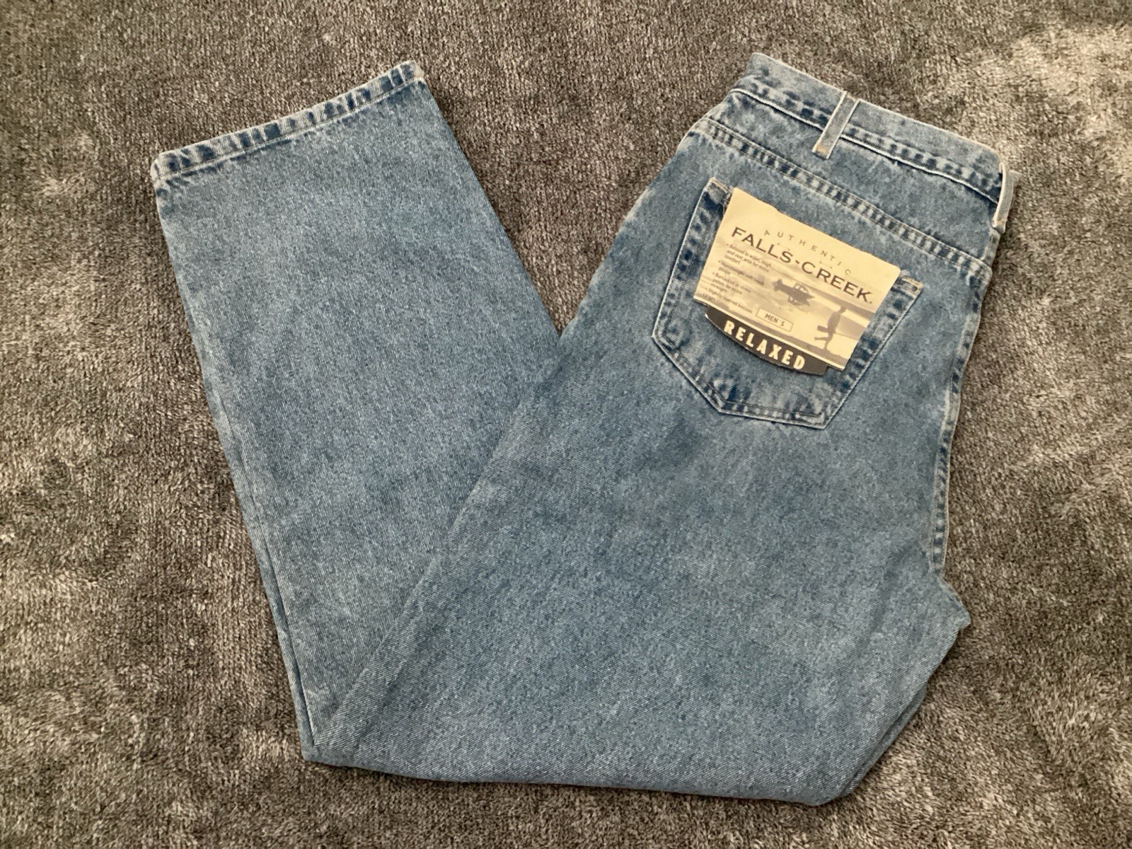 Falls Creek Relaxed Fit Jeans Mens Size 36×32 Cotton Stone Wash NEW