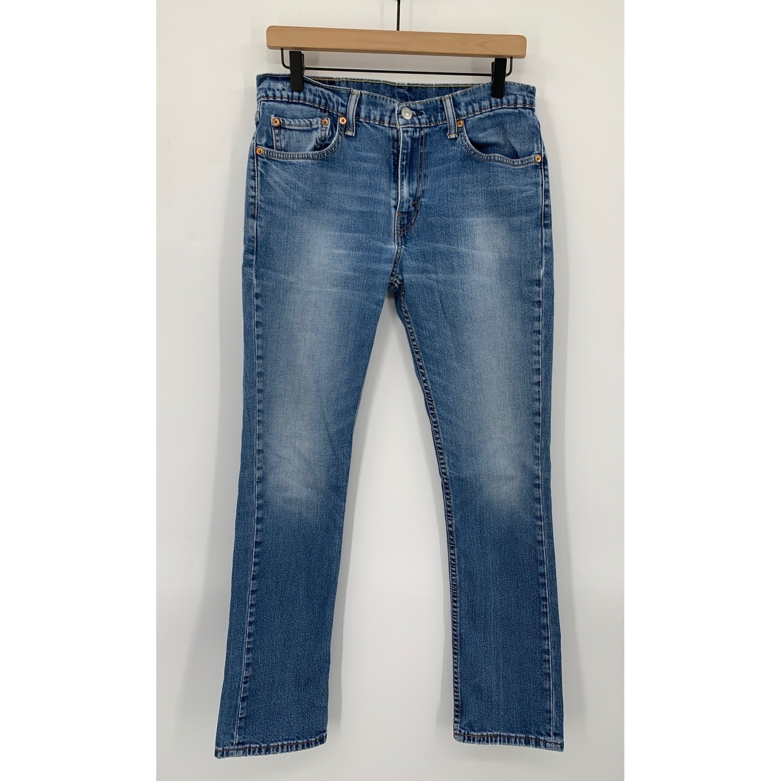 Levis 514 Jeans Mens 31×30 Blue Slim Straight Distressed Denim Pants (Tag 31×32)