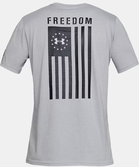 Under Armour NEW MENS MEDIUM UA Freedom Flag T-Shirt GRAY BLACK UA# 1333350-035