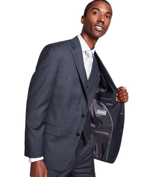 Michael Kors Mens Classic fit Suit Jacket Blazer 46 R Mid Grey Solid Wool