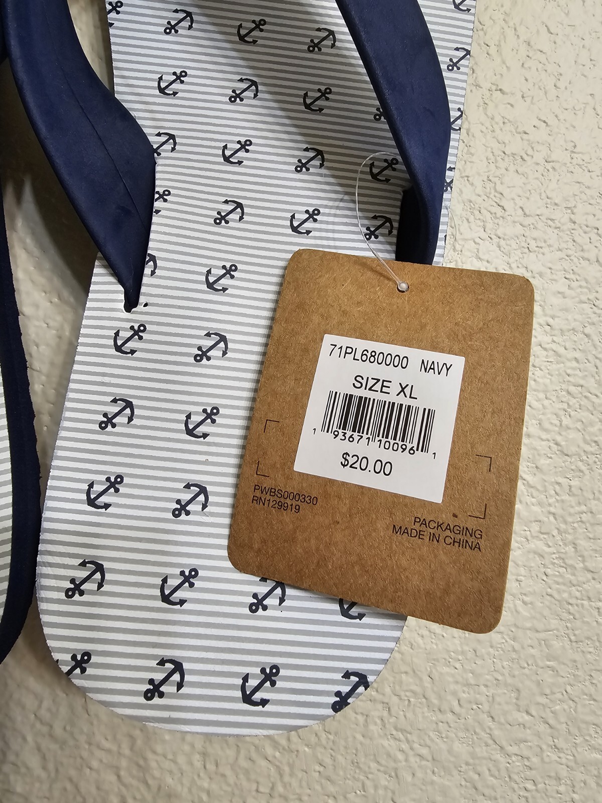 Anchor Beach and Walking Flip-Flops Navy Blue Size XL SUMMER SALE