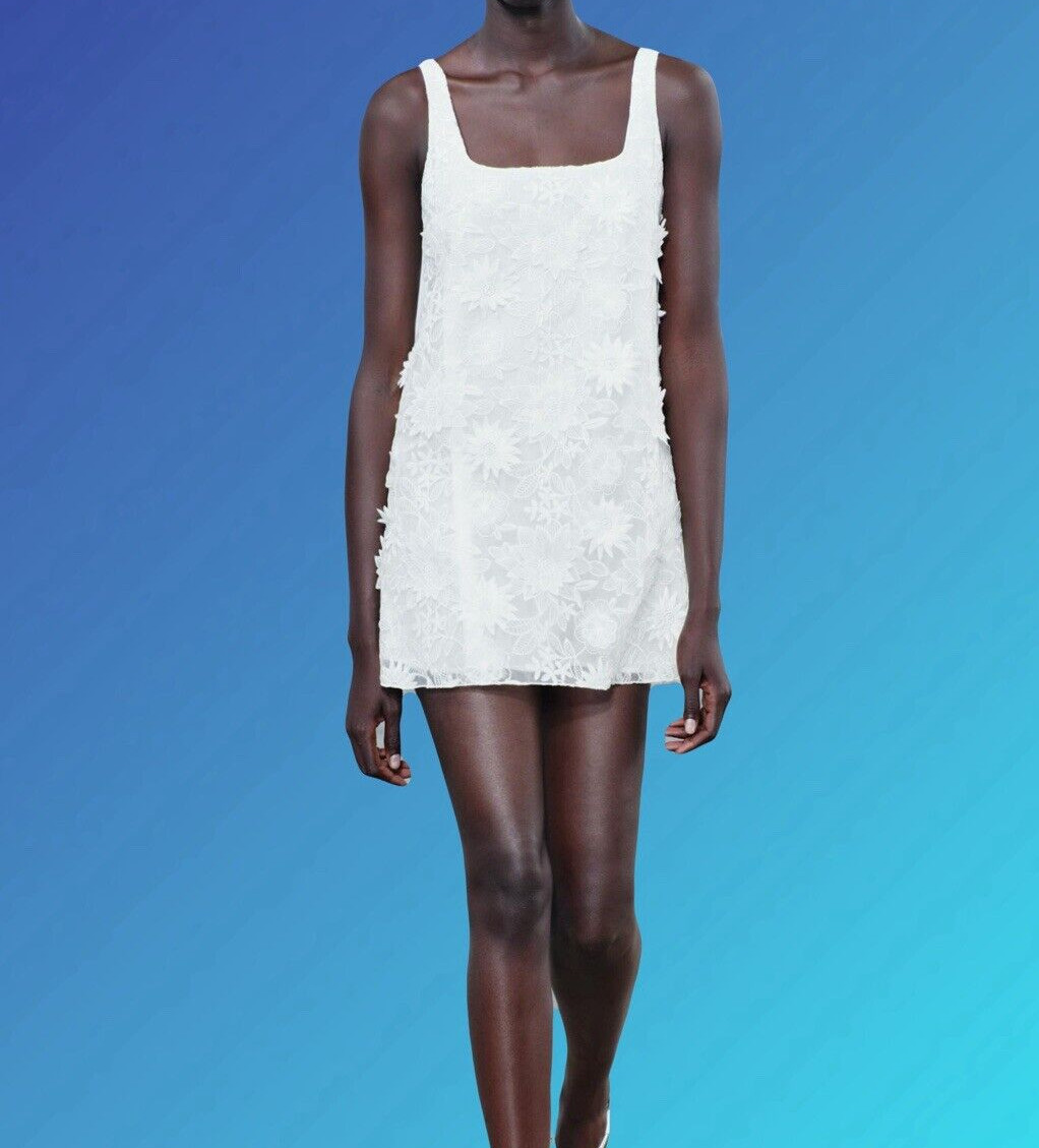 NWTZW COLLECTION ZARA EMBROIDERED WIDE STAPS MINI DRESS 241