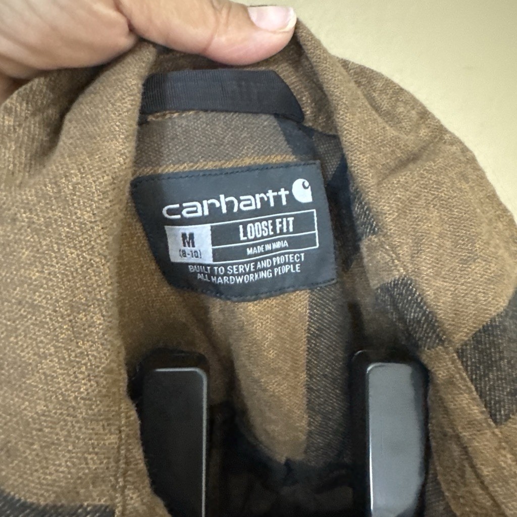 Carhartt Loose Fit Brown Plaid Flannel Shirt – Women’s Medium