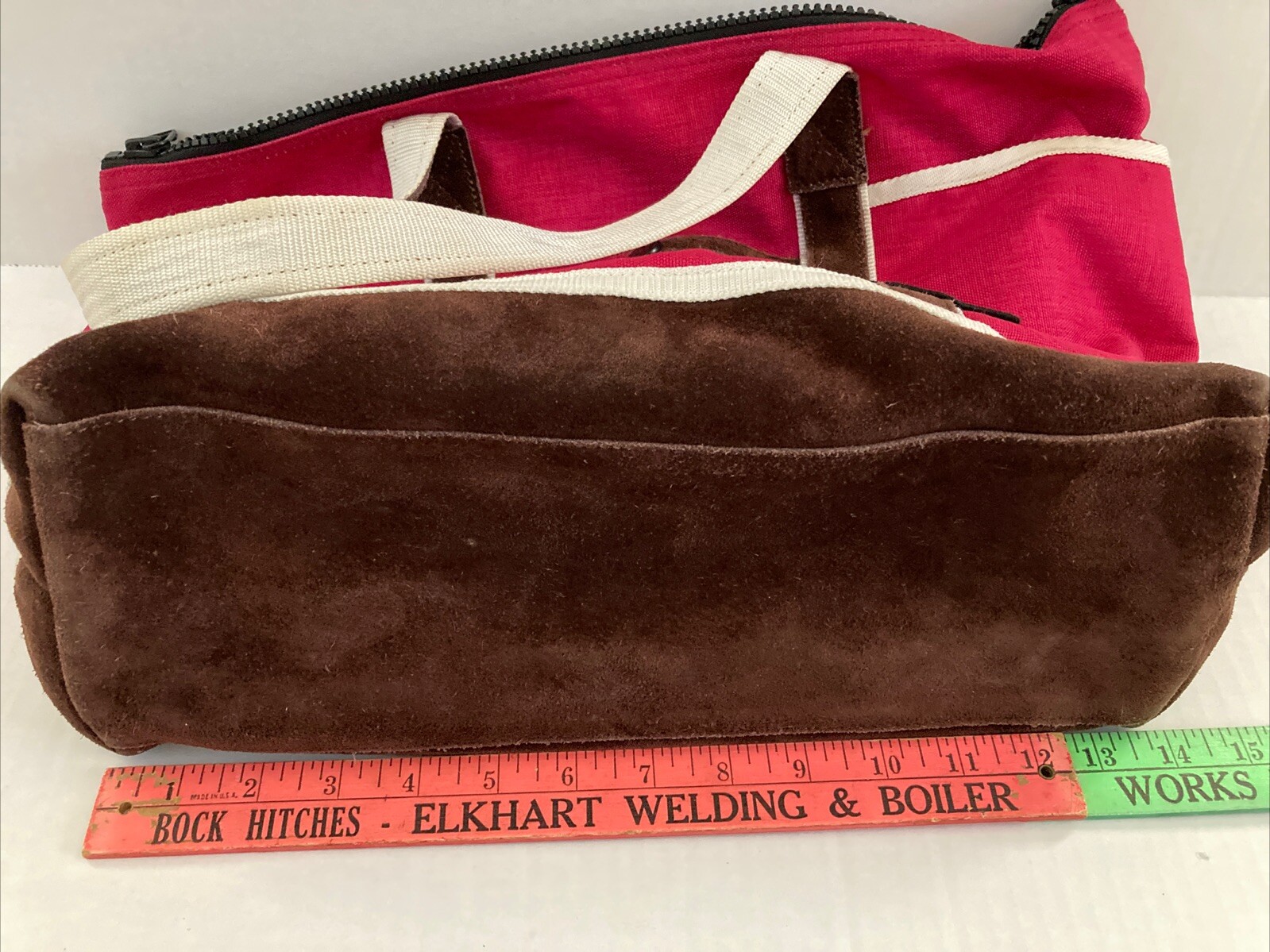 Master-Piece MSPC Tote Bag, Magenta Nylon & Brown Suede Leather, Made In Japan