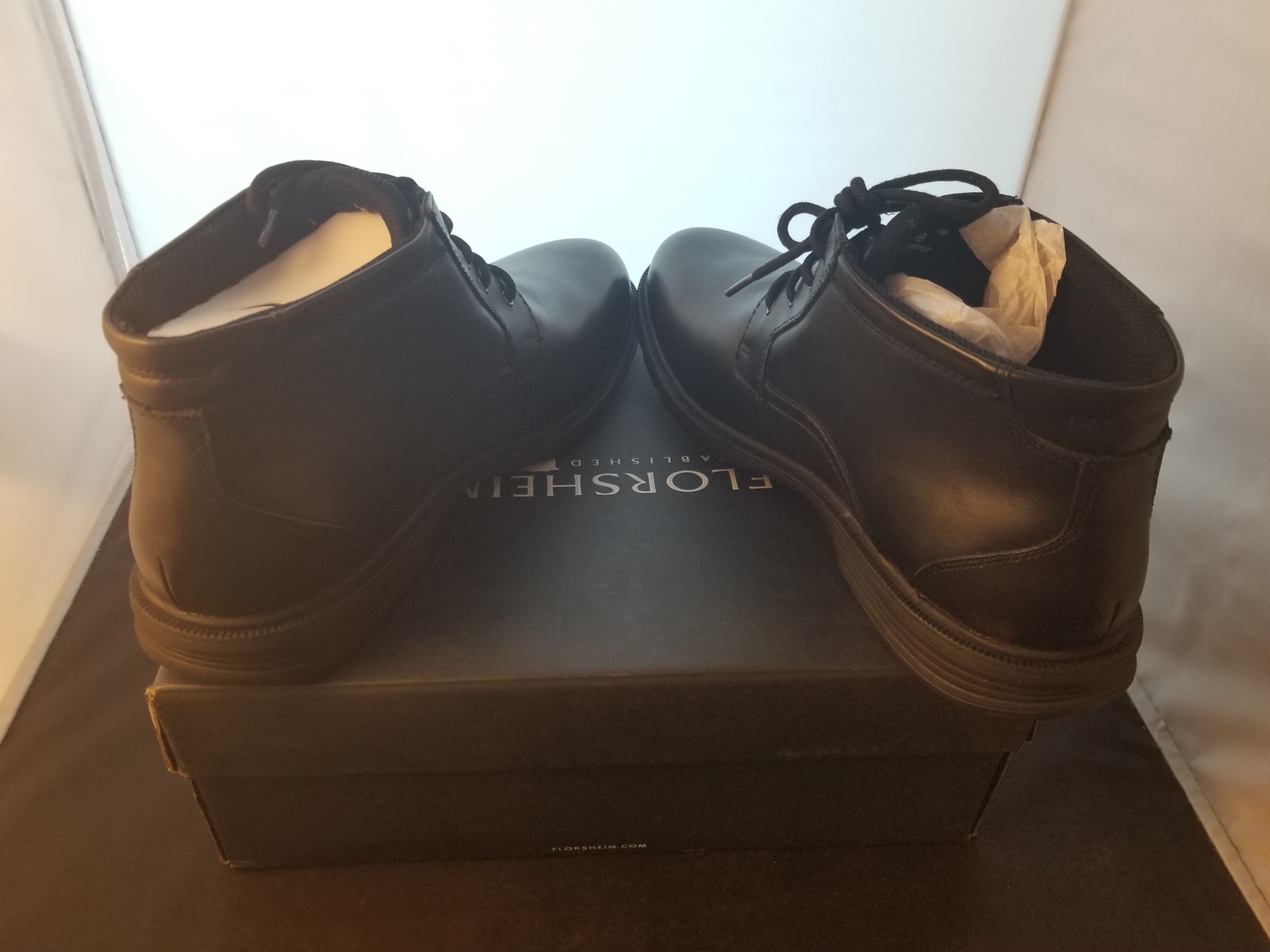 NIB Florsheim No Drip Size 14 D Black Colorway Memory Foam Footbed Chukka Boots