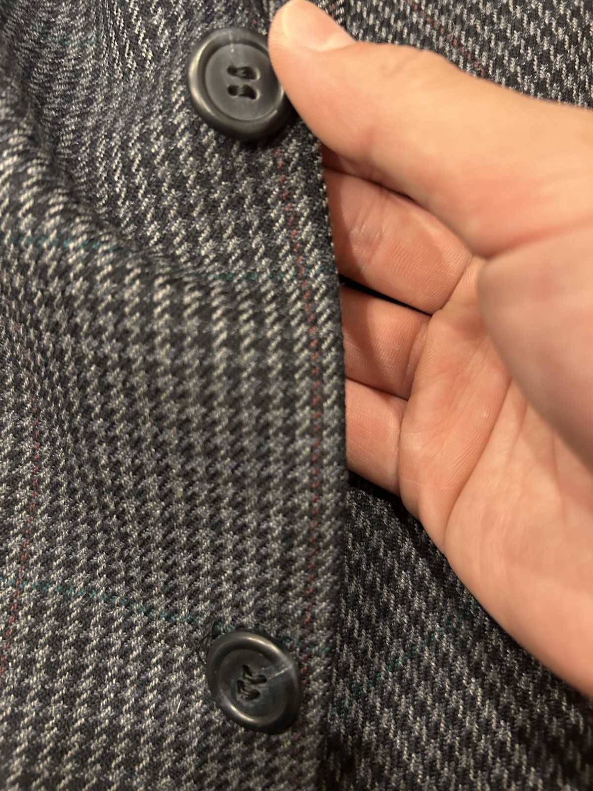 Vintage Brooks Brothers Makers Suit Jacket 45R Gray Houndstooth Plaid Wool USA