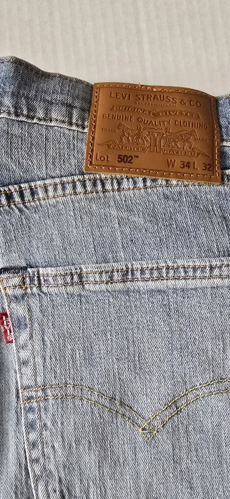 Levi’s 502 Tapper Fit Premium Big “E” Light Wash 34×32