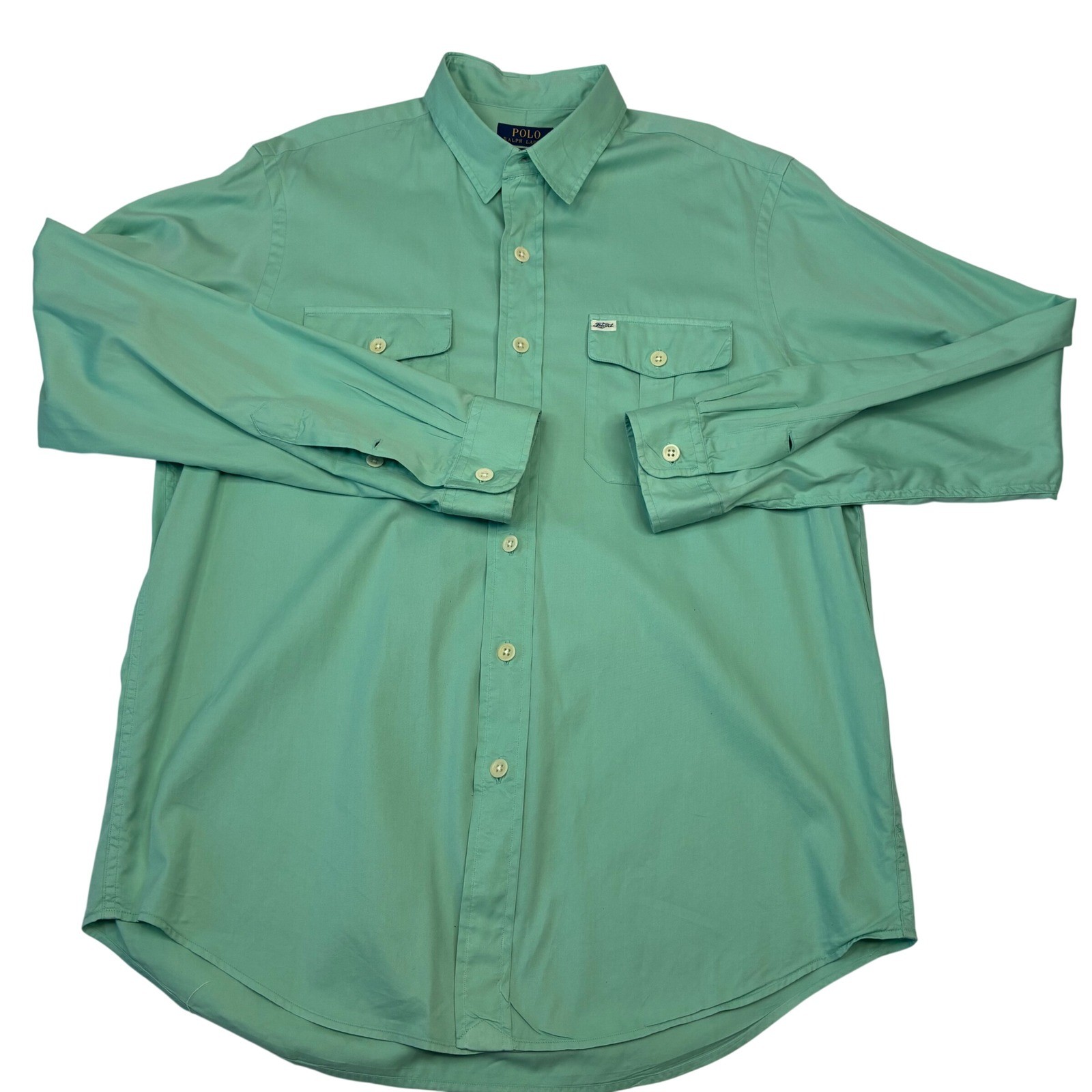 Polo Ralph Lauren Button Down Men Large Mint Green Beach Twill Utility Shirt