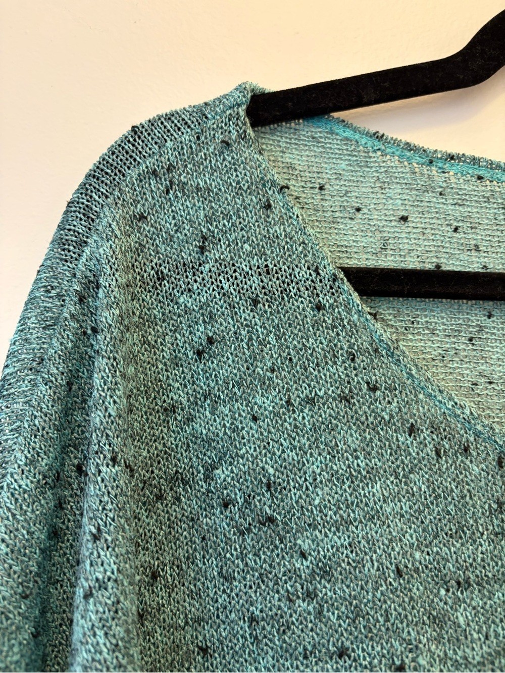 Alfani Lightweight Knit Sweater Shirt Blue Teal Speckled Relaxed Fit Size Large
