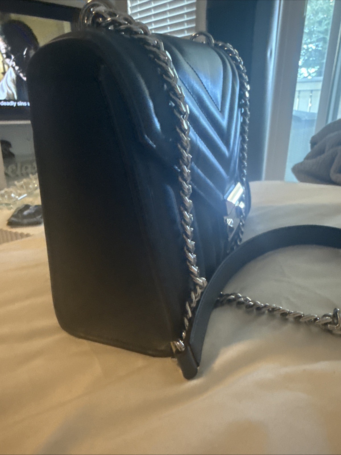 Michael Kors Whitney Quilted Tote Bag in Navy – Elegant Chain-Strap Shoulder Bag