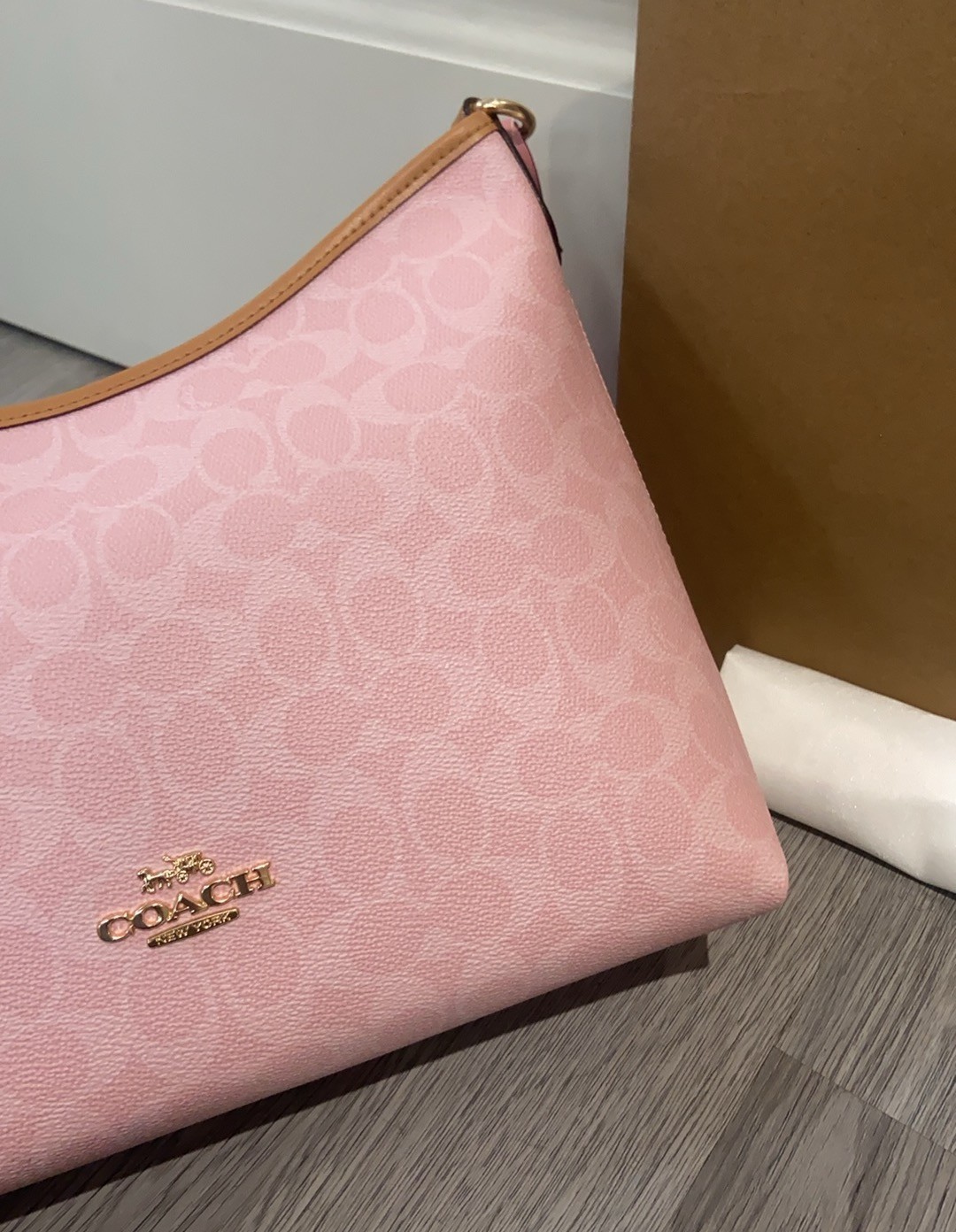 COACH CEL12 Laurel Shoulder Bag In Signature Canvas With Charms Powder Pink