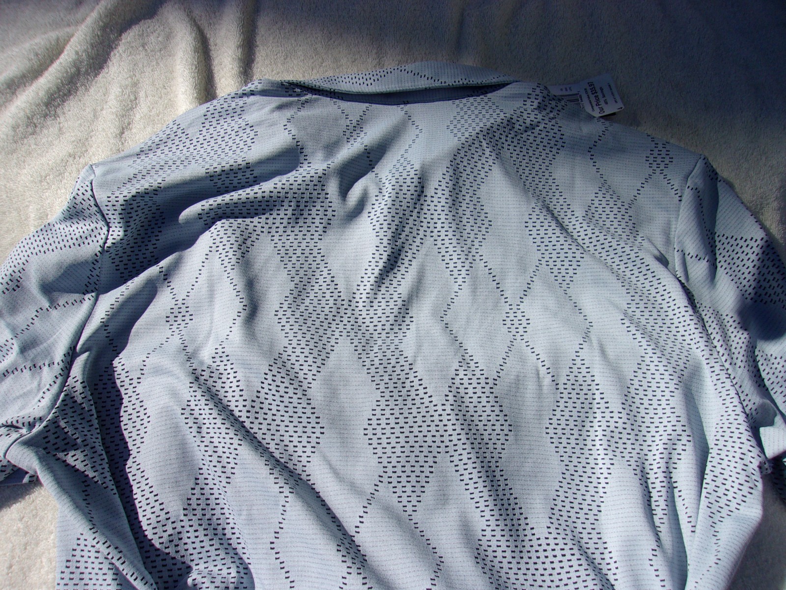 NWT Adidas golf polo, men’s XL, XXL, blue – gray, pattern, polyester, $70