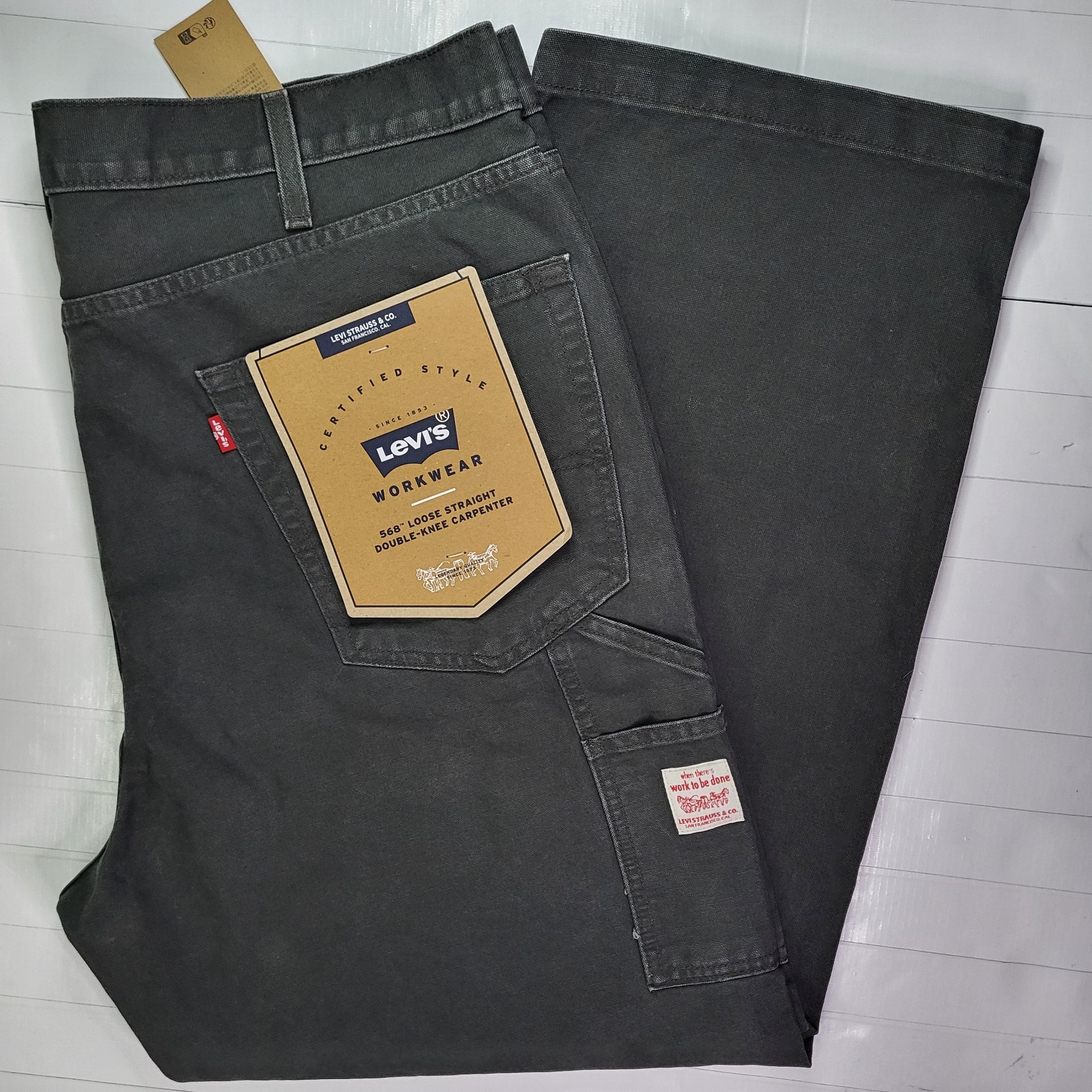 Levis 568 Double Knee Jeans 40×30 Carpenter Utility Loose Straight Men’s Black