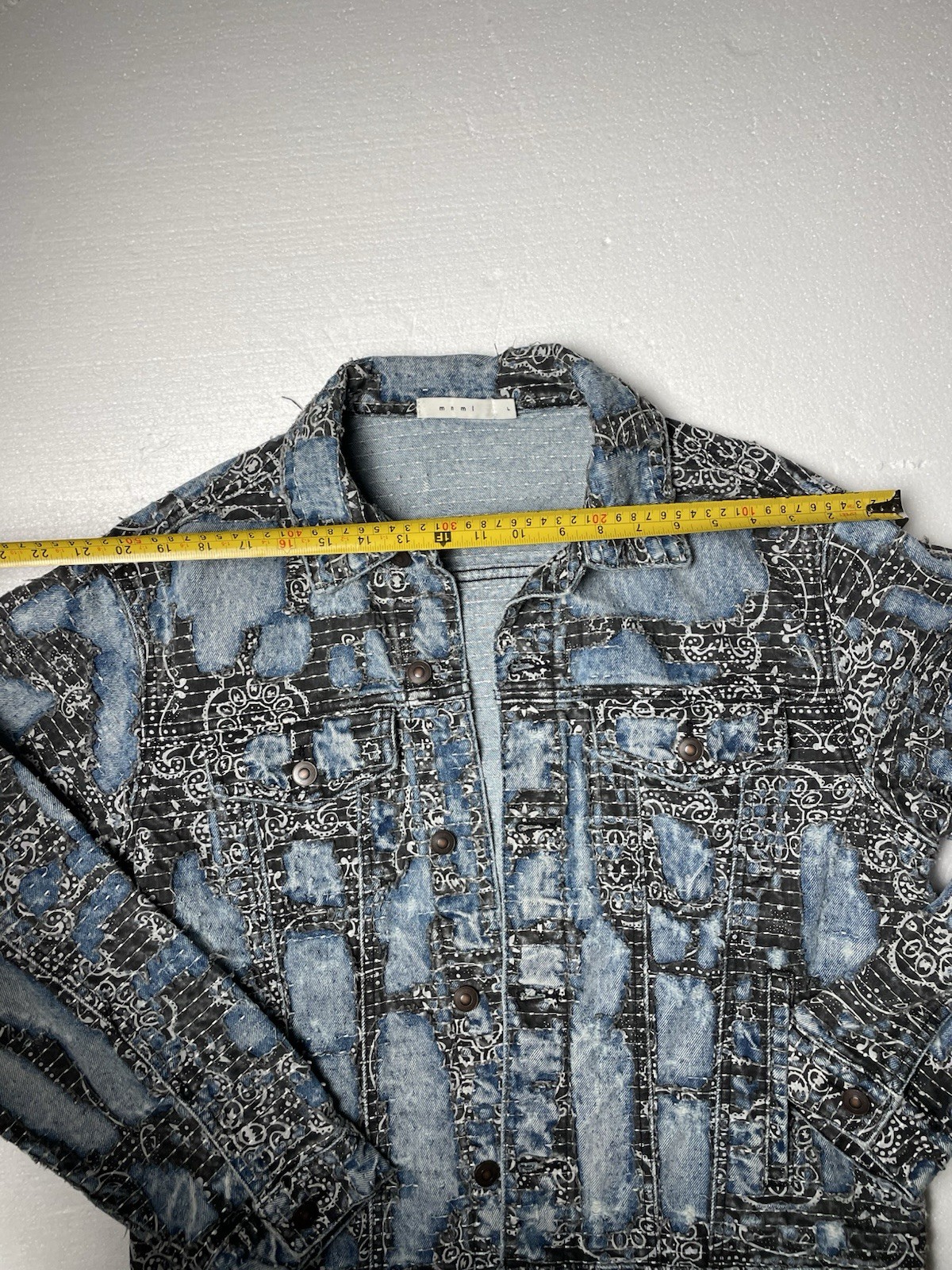 MNML Boro Paisley Denim Jacket Size L Excellent Condition
