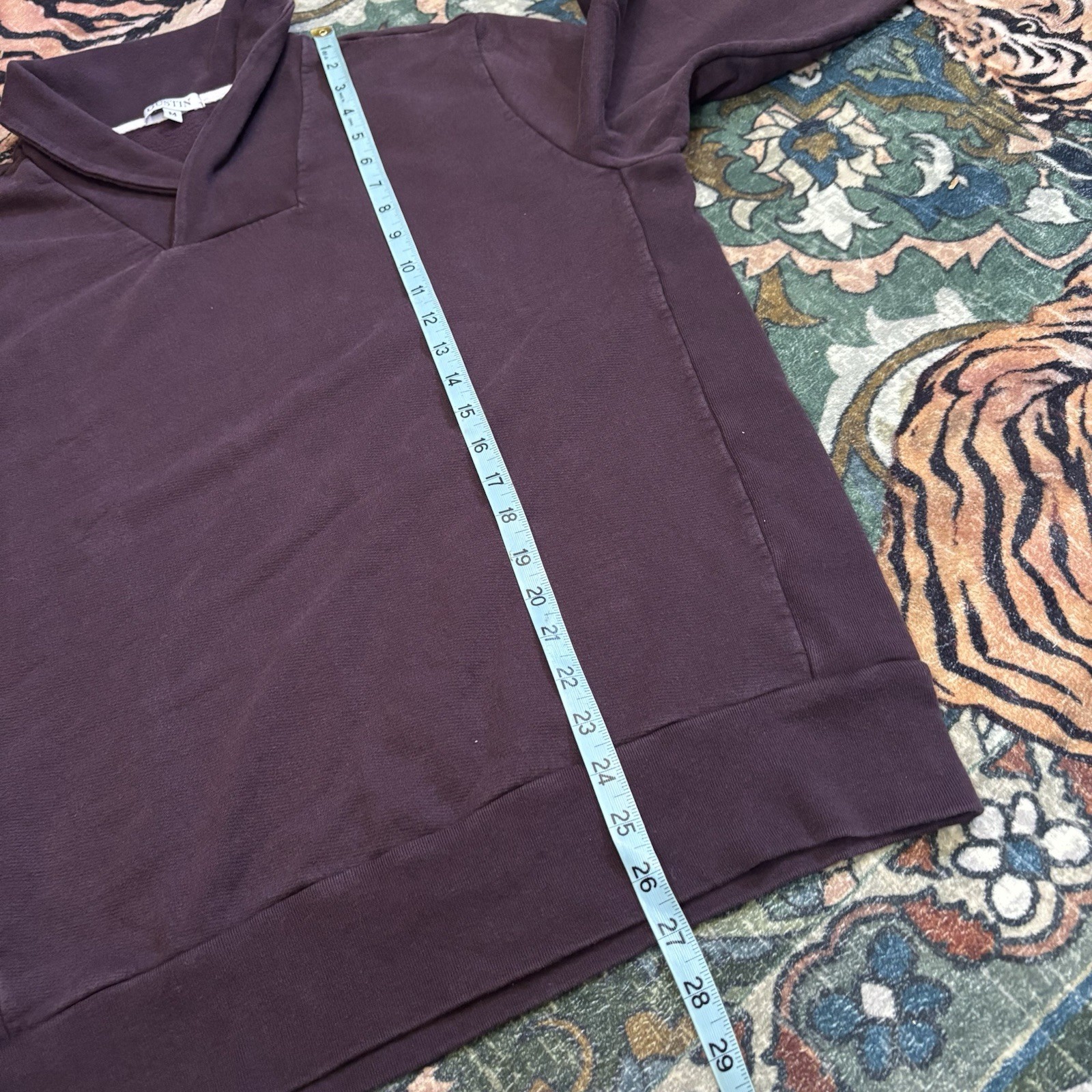 Gustin French Terry Shawl Collar Sweatshirt Pullover Oxblood Medium Made In USA