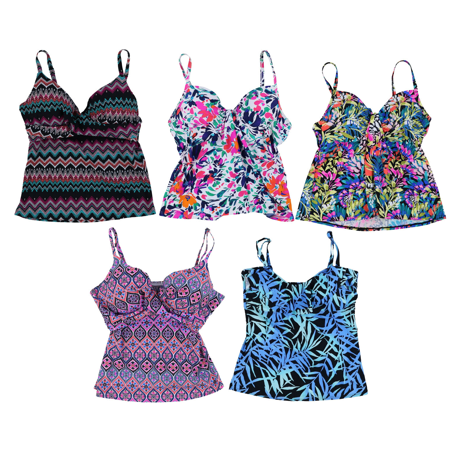 Island Escape Women’s Tankini Swim Top Bathing Suit Swimsuit 6 8 10 12 14 16 New