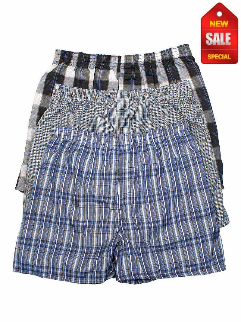 Men Boxer Trunk 3 6 Pack Lot Plaid Shorts Checkered Underwear Briefs S M L XL 2X