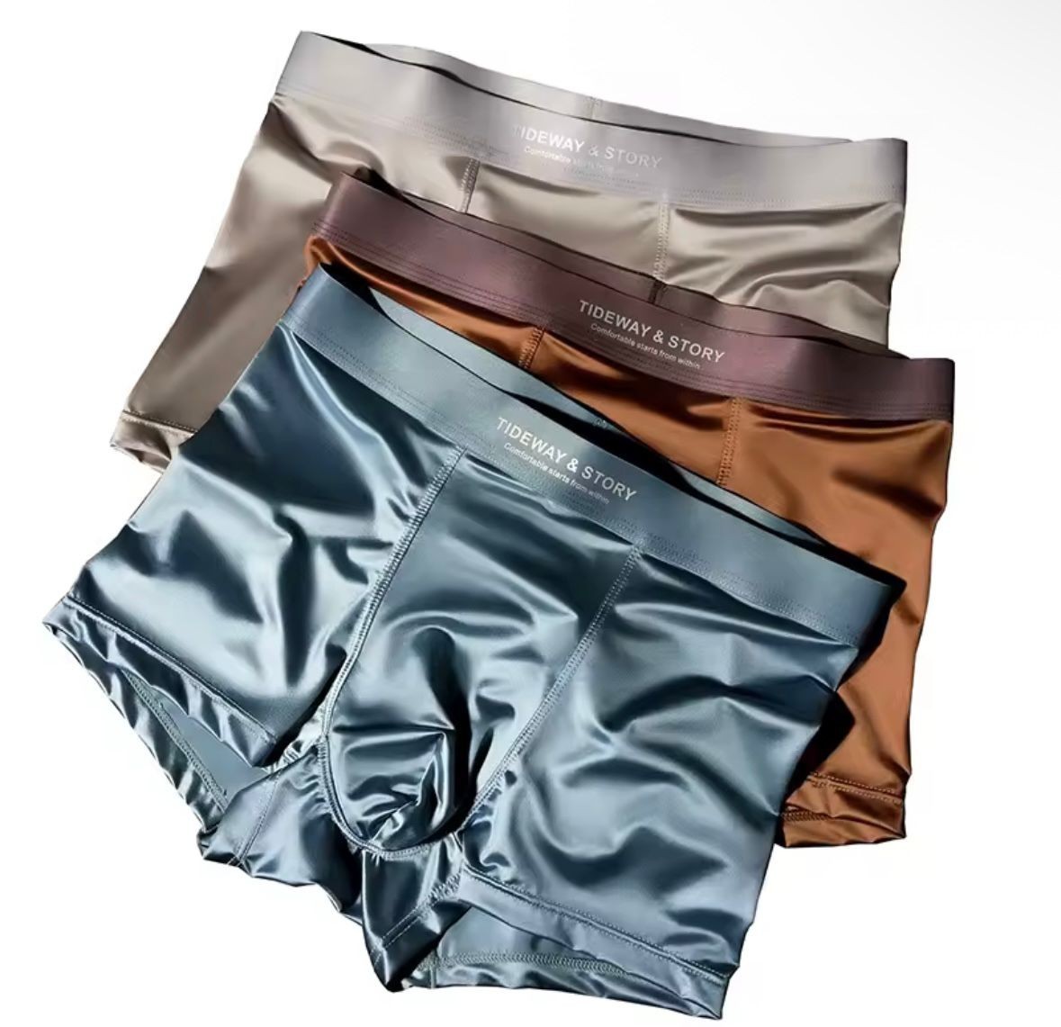 4PCS Men’s Ice Silk Underwear Breathable Boxer Shorts Seamless Satin Soft Briefs