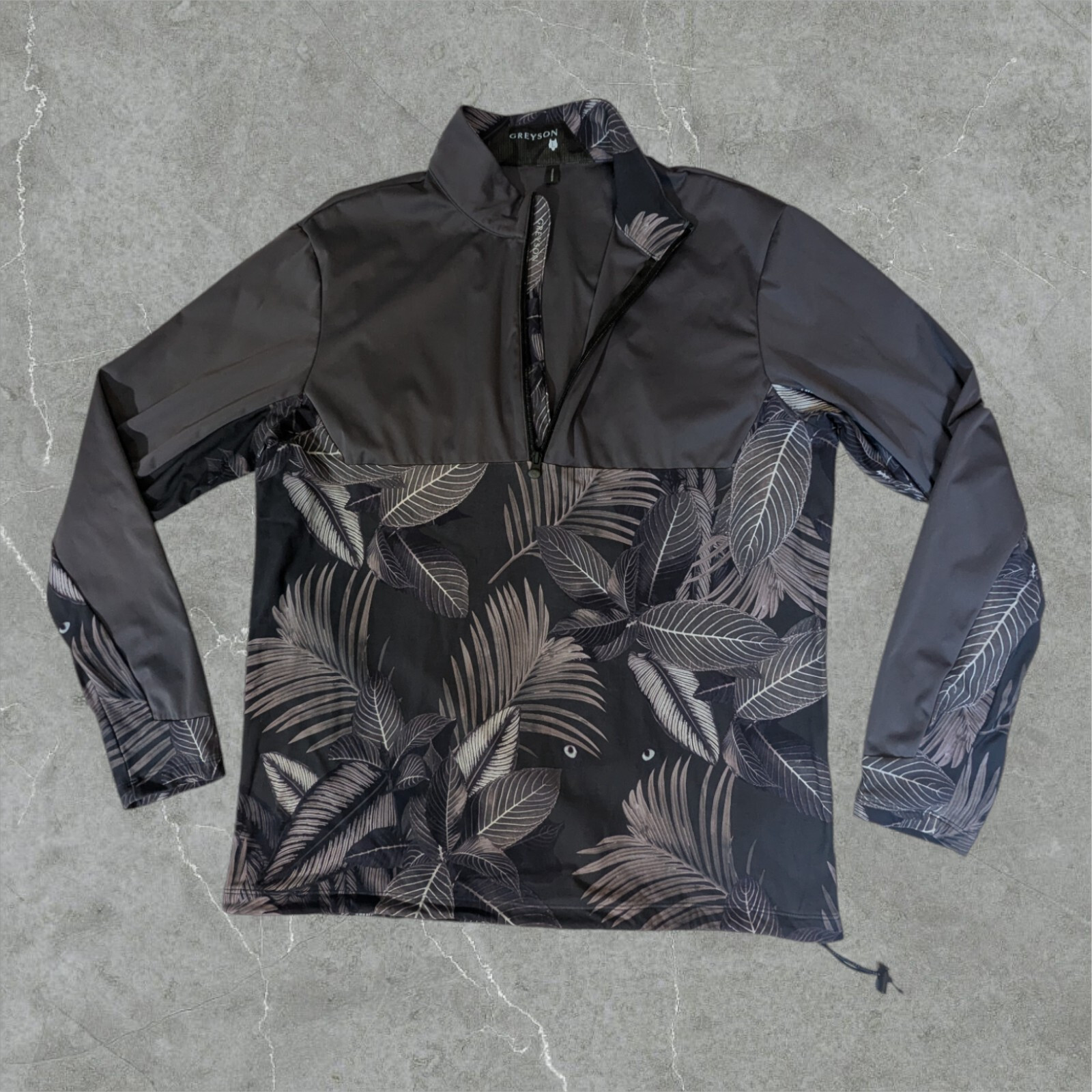 Greyson Comanche 1/2 Zip Hybrid Pullover Men Large Hawaiian Floral Grey