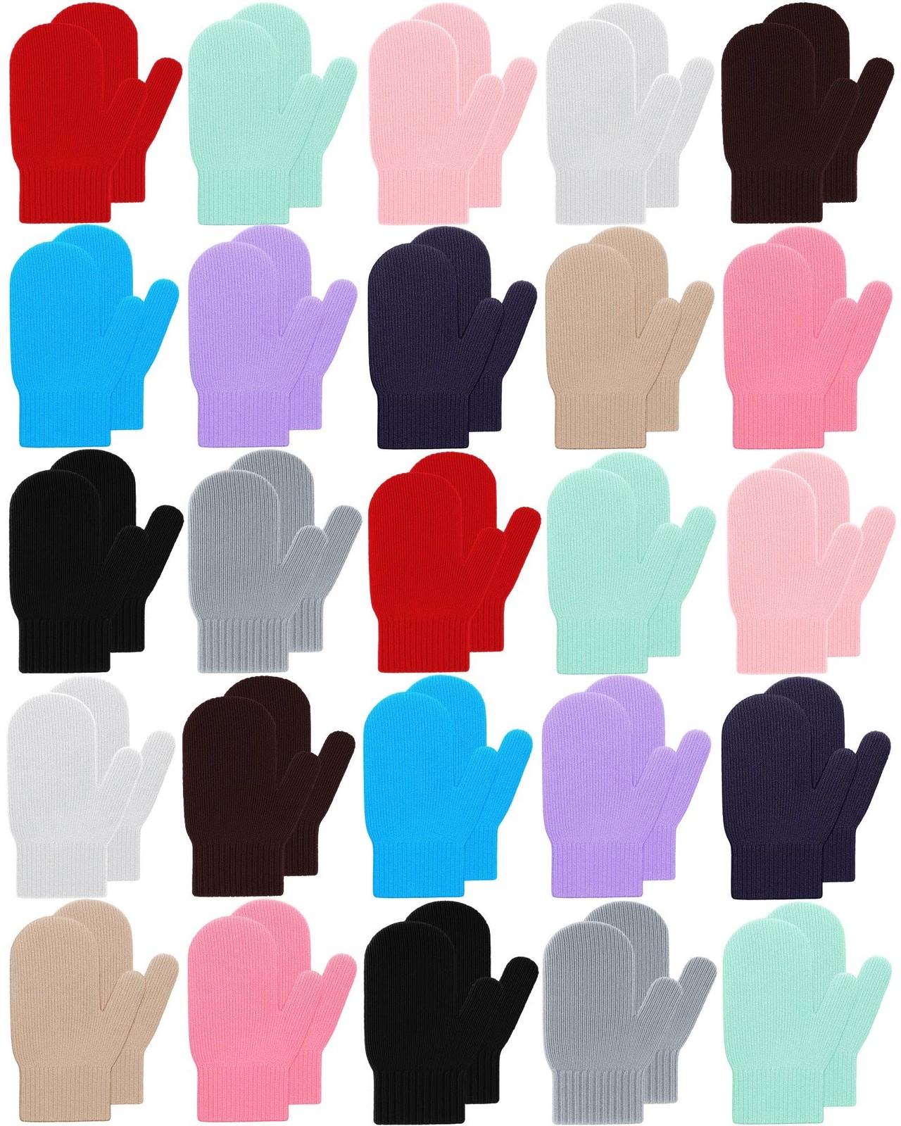 36 Pairs Mittens Ages 2-4 Winter Stretch Gloves Little Warm Knitted Gloves fo…