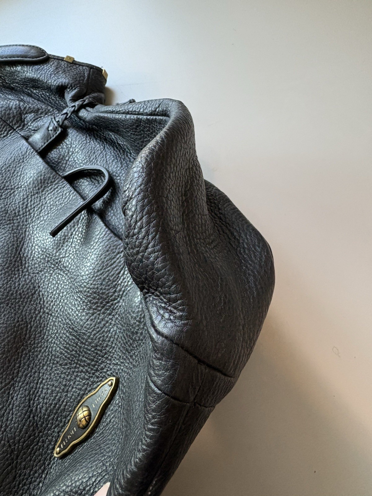 Elliott Lucca Sintra Black Leather Hobo Shoulder Bag Soft Slouchy Pebbled Bag