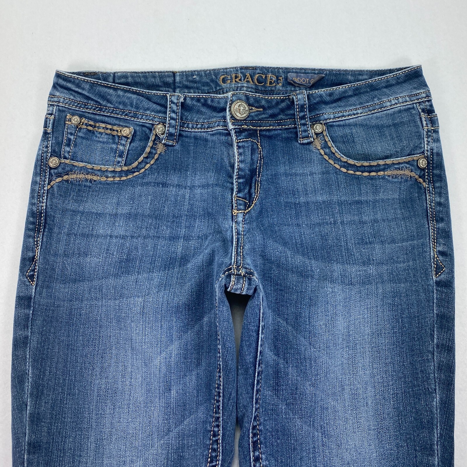 C623 Grace in LA Low Rise Bootcut Jeans tag sz 30 (Measures 31×33″) Long Cross