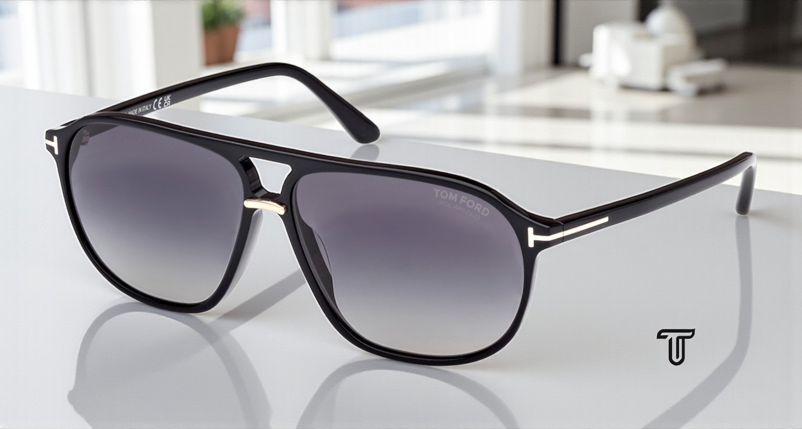 Tom Ford Bruce FT1026 01D Shiny Black Smoke Polarized 61 mm Men’s Sunglasses