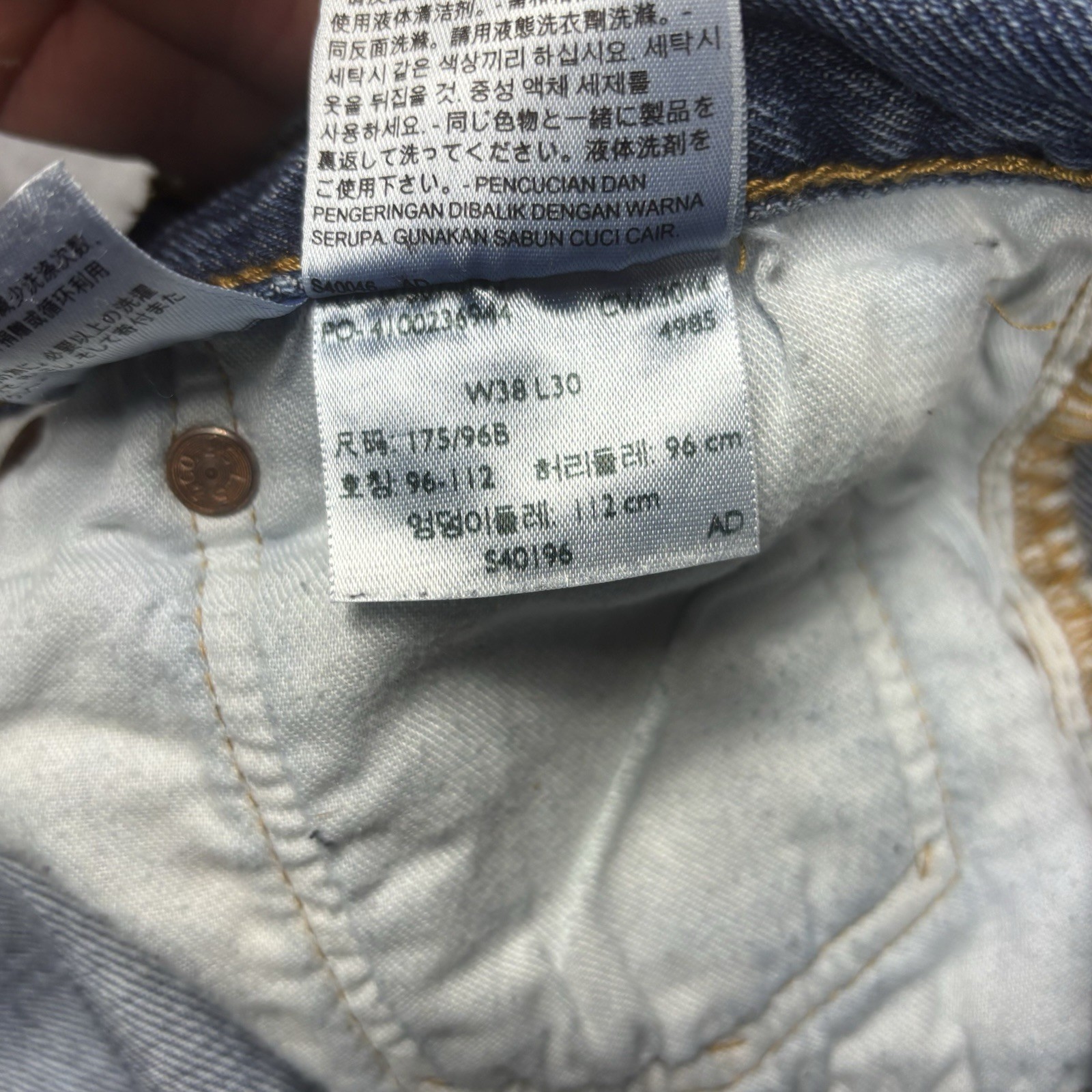 Levis 501 Original Straight Button Fly Denim Jeans Mens 38×30 Blue Medium Wash