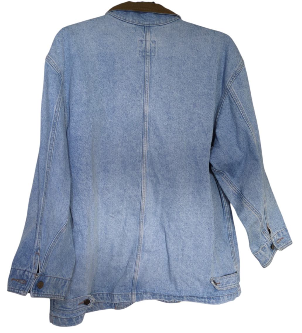Vintage 90s Sunbelt Denim Chore Jacket XL Blue Trucker Coat Single Chest Pocket