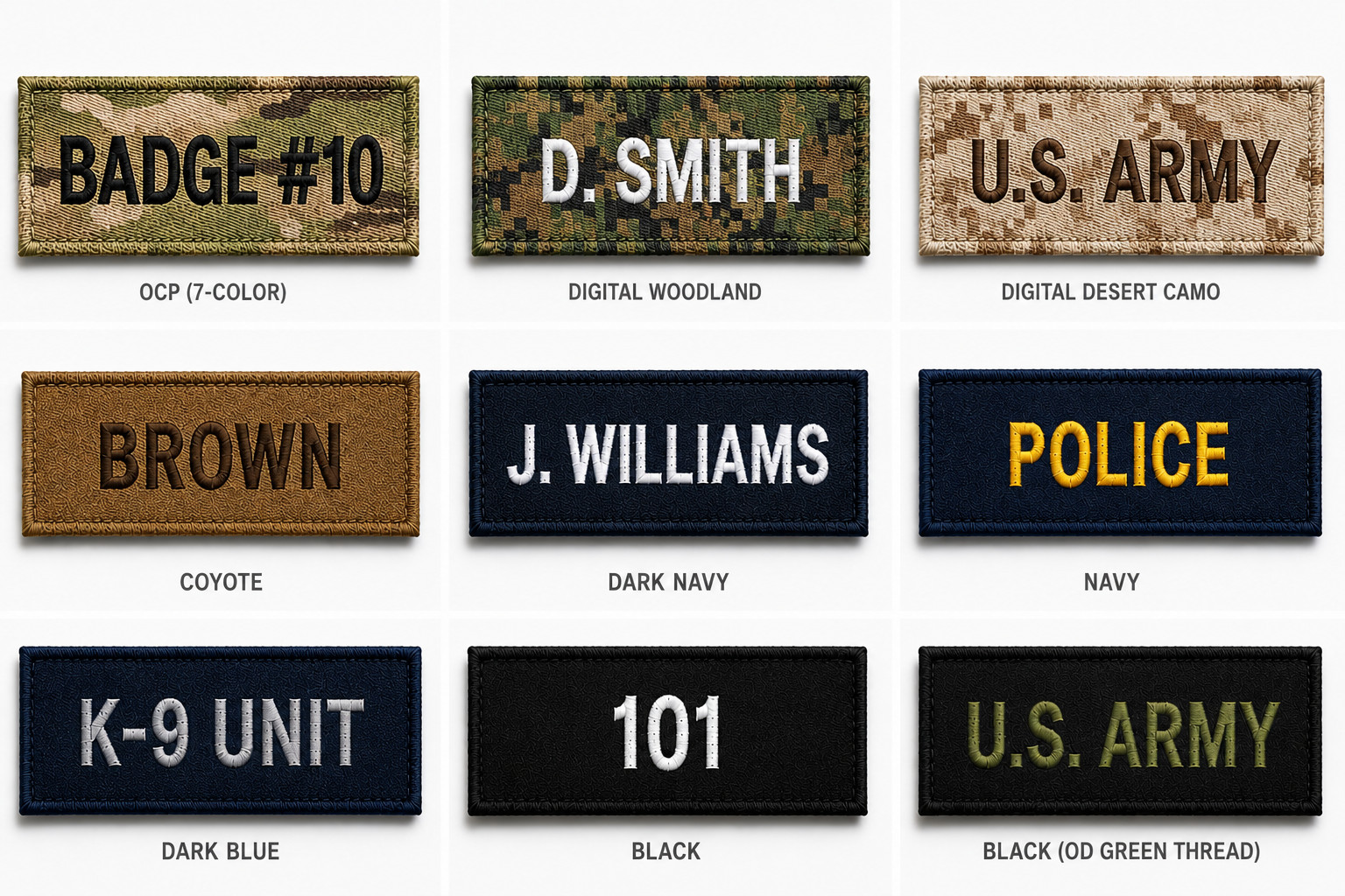 Name Tapes, Military Nametapes, Custom Name Patches, Embroidered Name Tags Camo