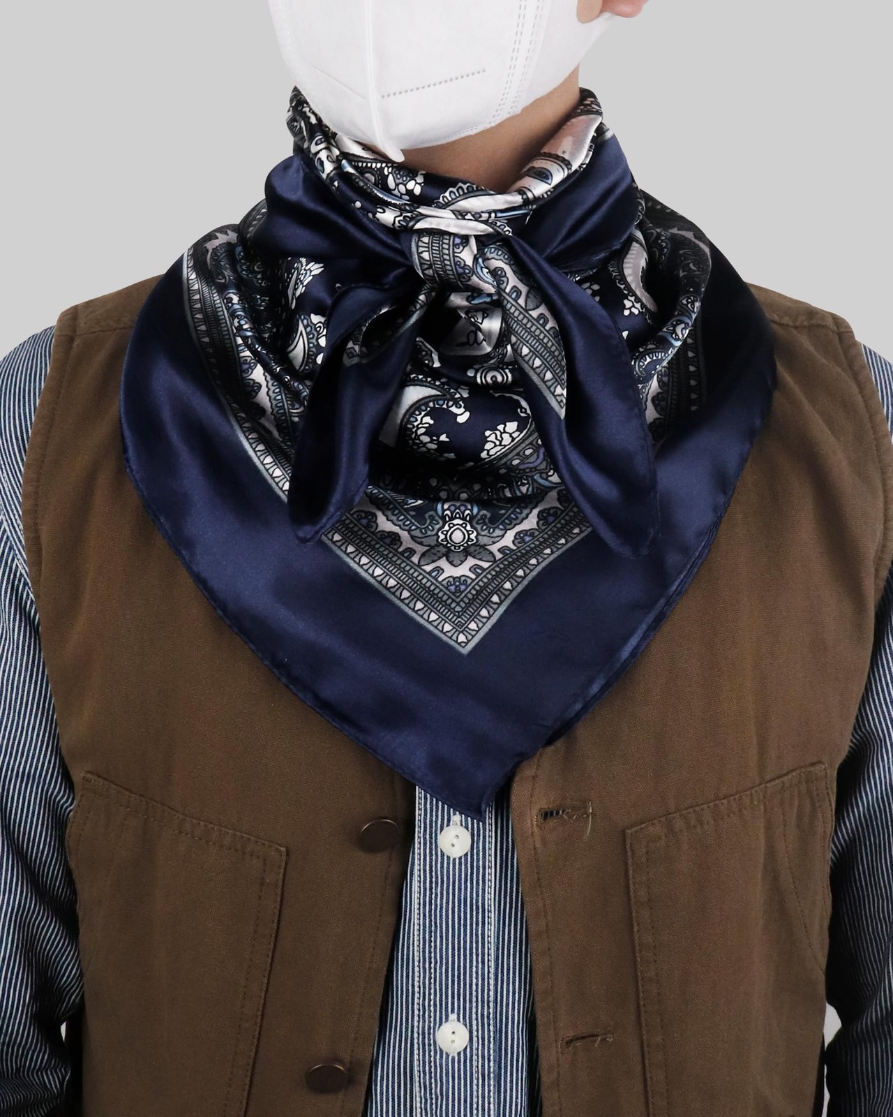 35 Inch Wild Rag Cowboy Bandana Scarves for Men, Large Neckerchief Silk Feel …