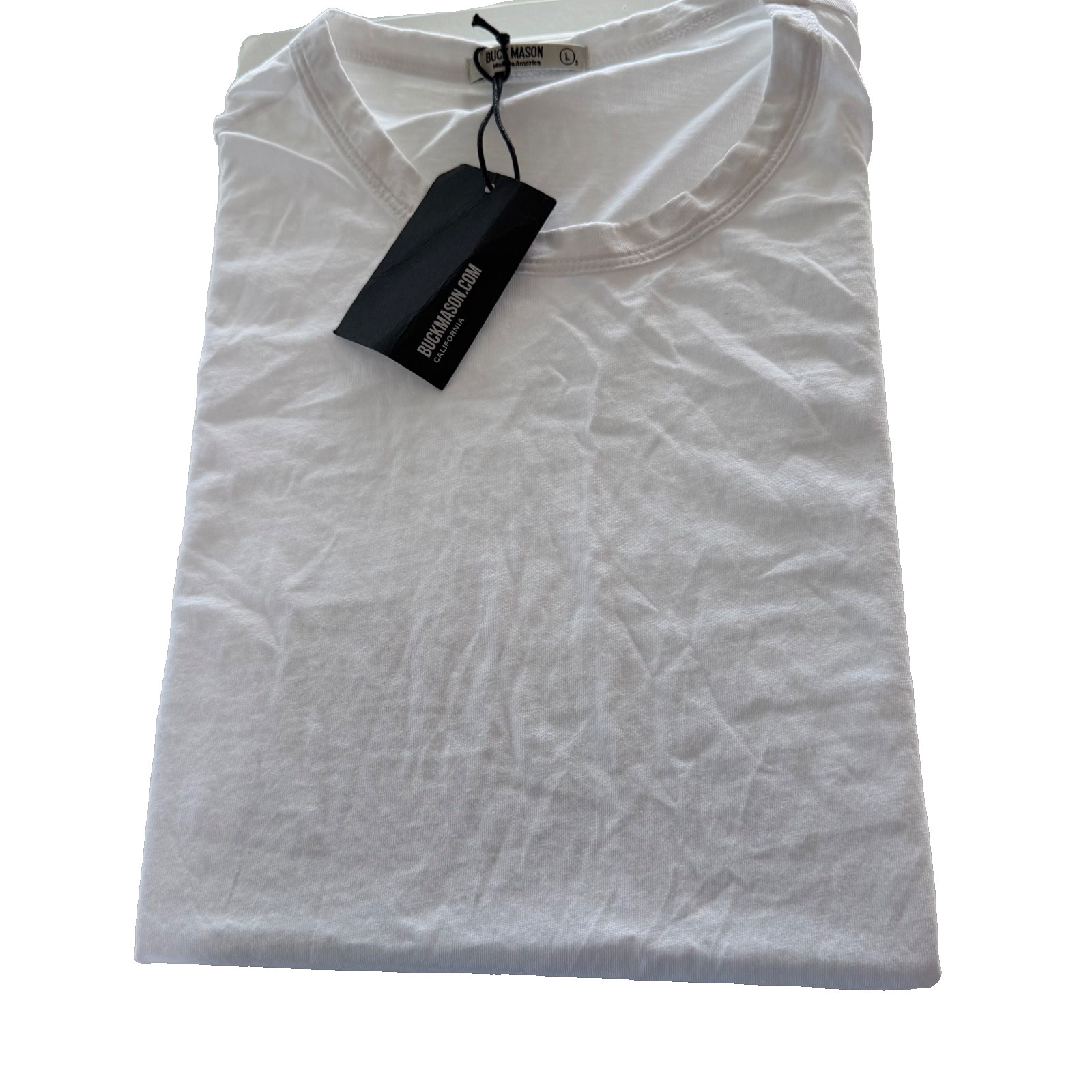 Buck Mason New Curved Hem Tee Shirt Mens Large Short White Supima Cotton SS USA