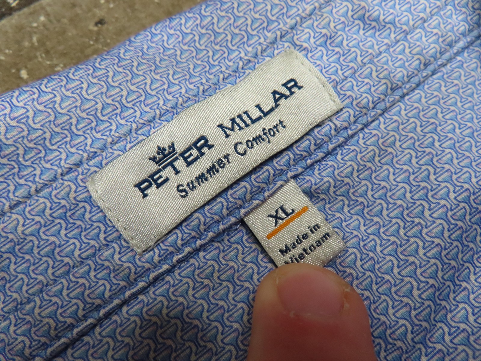 Peter Millar Polo Shirt Mens XL Blue Martini Print Bighorn Golf Performance