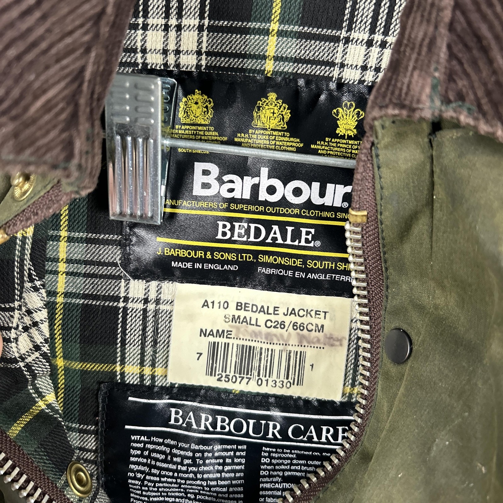 Barbour Bedale Jacket Kids Small Green Waxed Cotton Hunting Coat England
