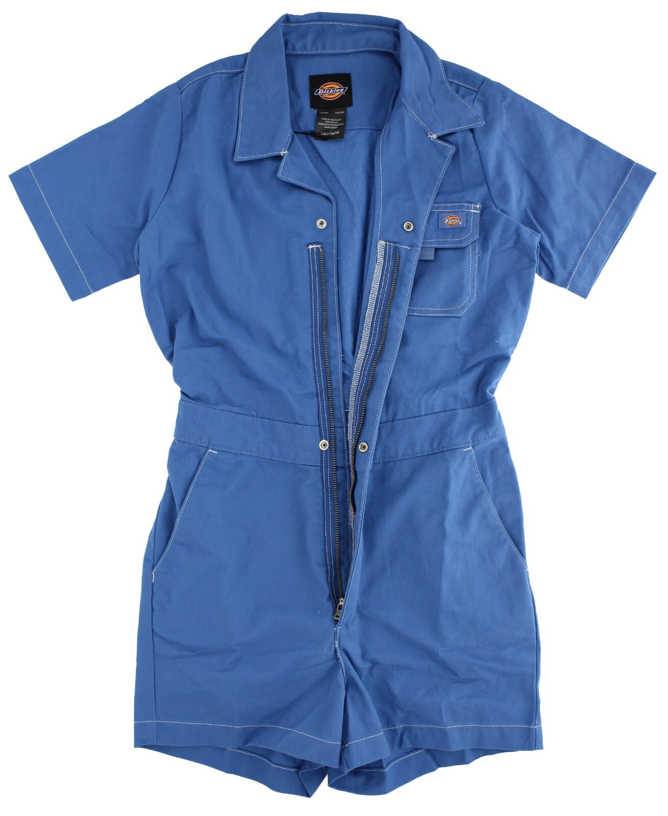 Dickies Women’s Shortalls Romper Regular Fit, Short Sleeve, 2.5in Inseam, Blue