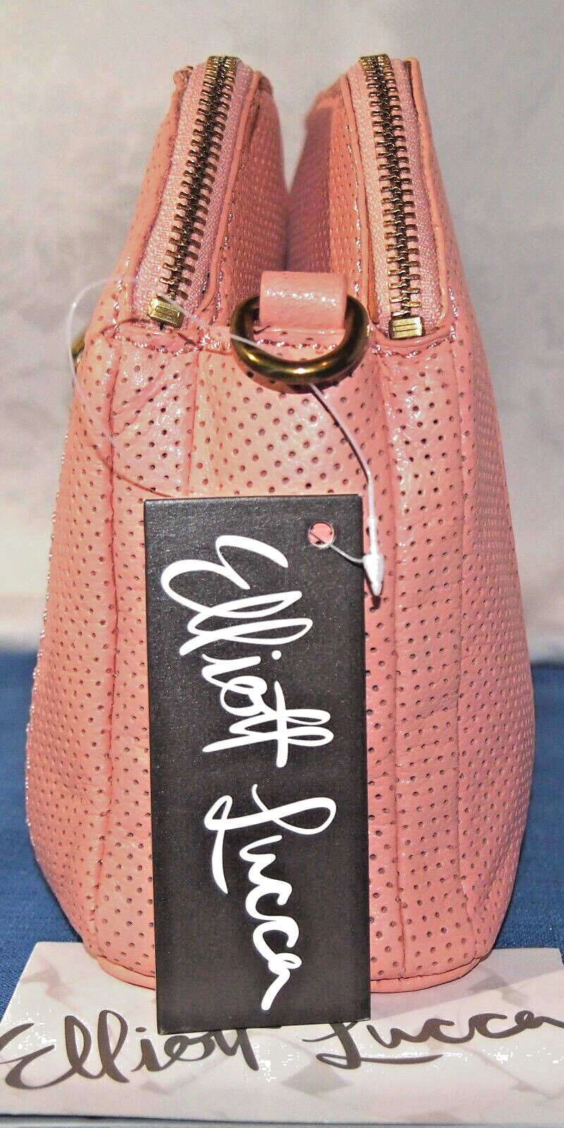 Elliott Lucca FARO Apricot Perforated Leather Crossbody/Shoulder Bag/Clutch-NWT