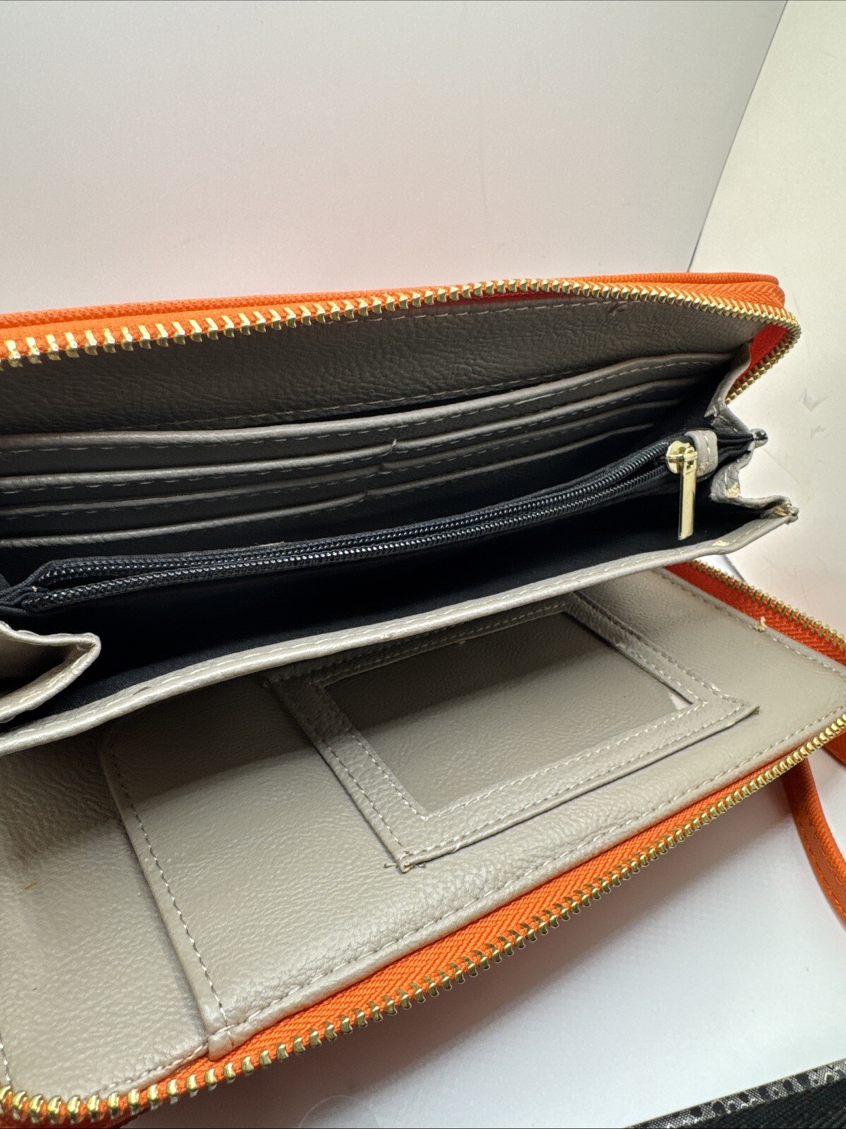 Orange Betsey Johnson Zipper Wallet Wrist Strap Bow Accent